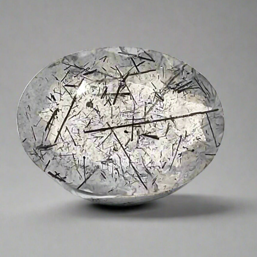 1 Pcs Of Natural Black Rutile Faceted | Oval | Size:20x15mm - The LabradoriteKing