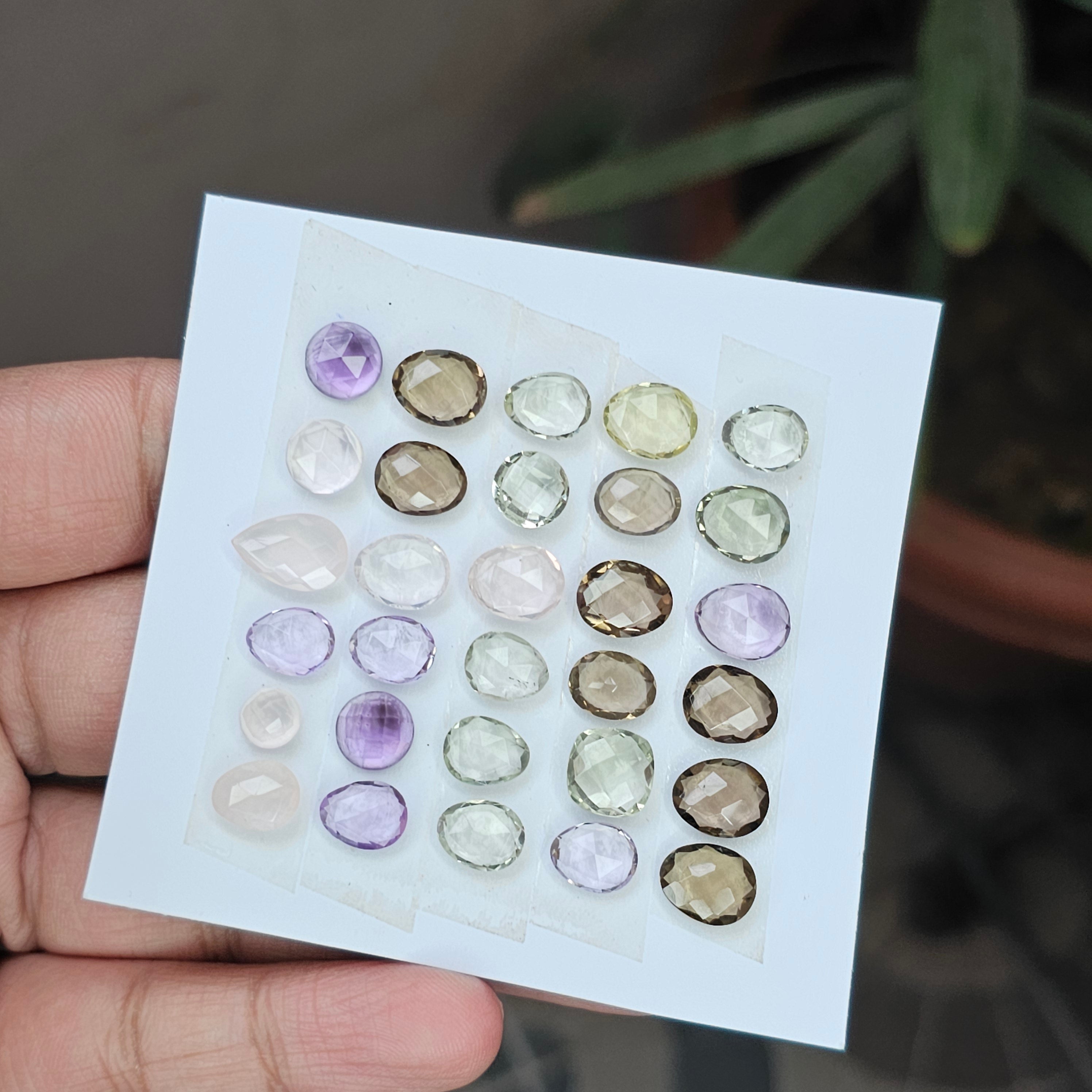1 Card Of Natural Mix Quartz Rosecut| Round & Pear Shape | Size:6-12mm - The LabradoriteKing