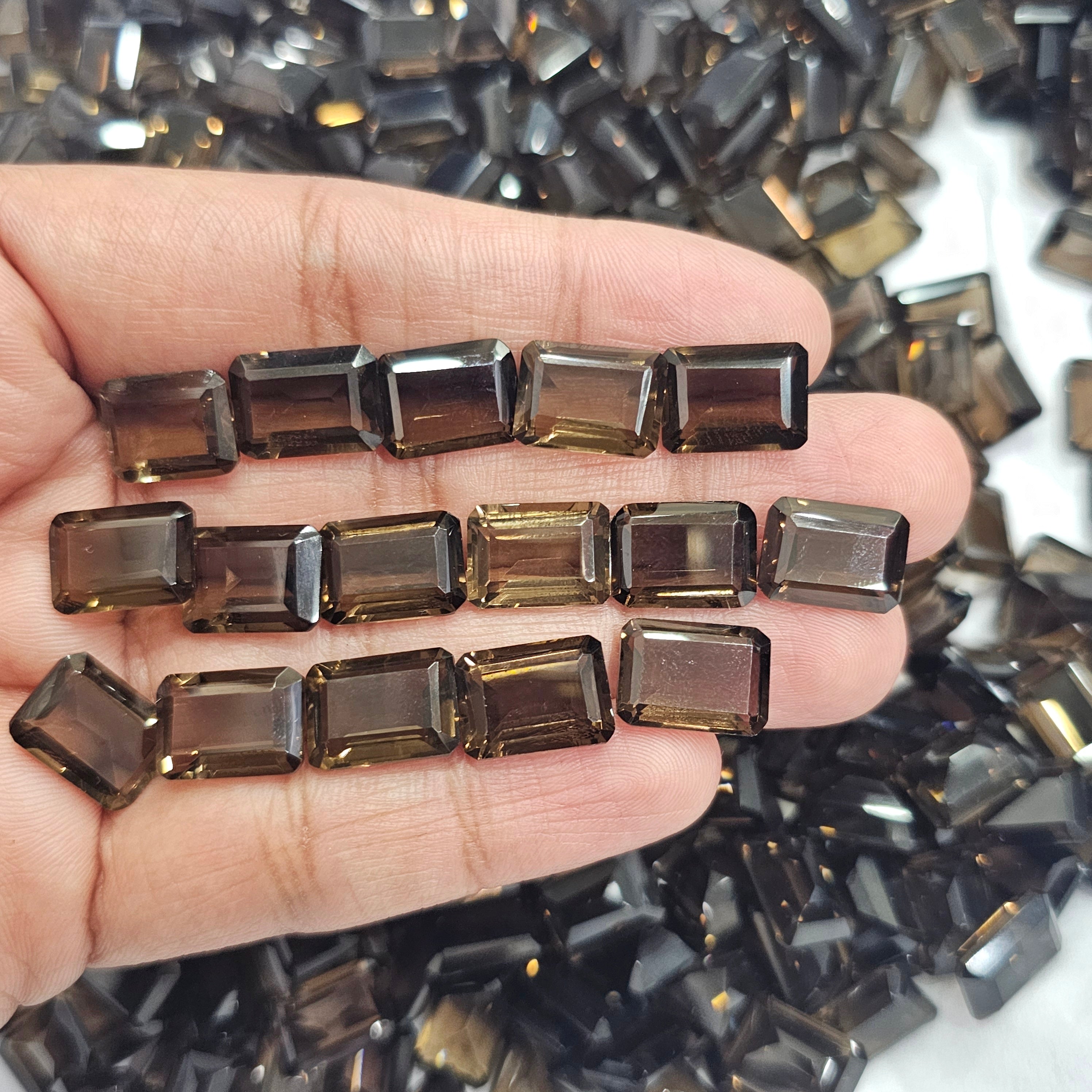 40 Pcs Natural Smoky Quartz | Emerald Cuts |14mm and 12mm - The LabradoriteKing