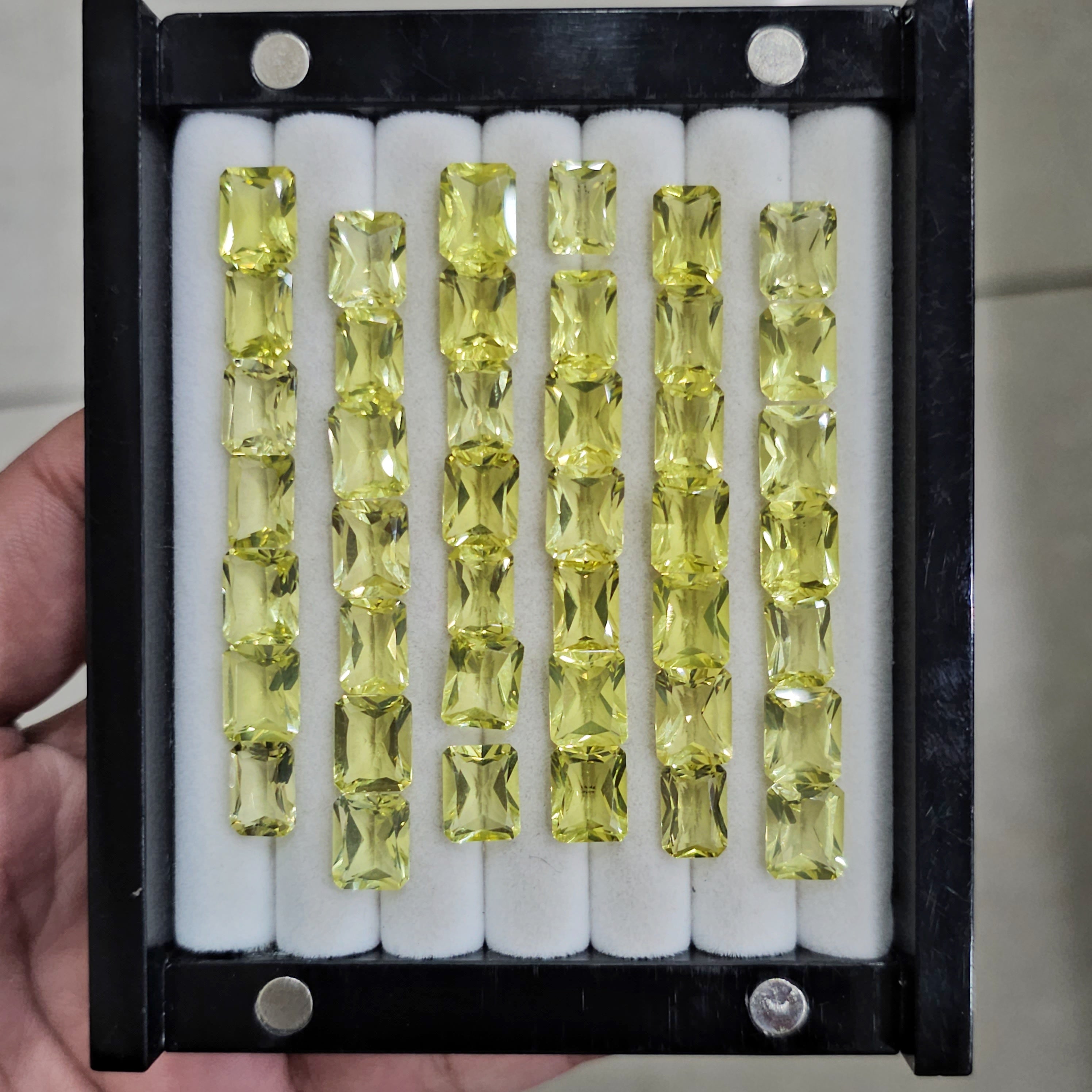 12 Pcs of Green Gold Quartz | Calibrated 10x8mm Rectangle - The LabradoriteKing