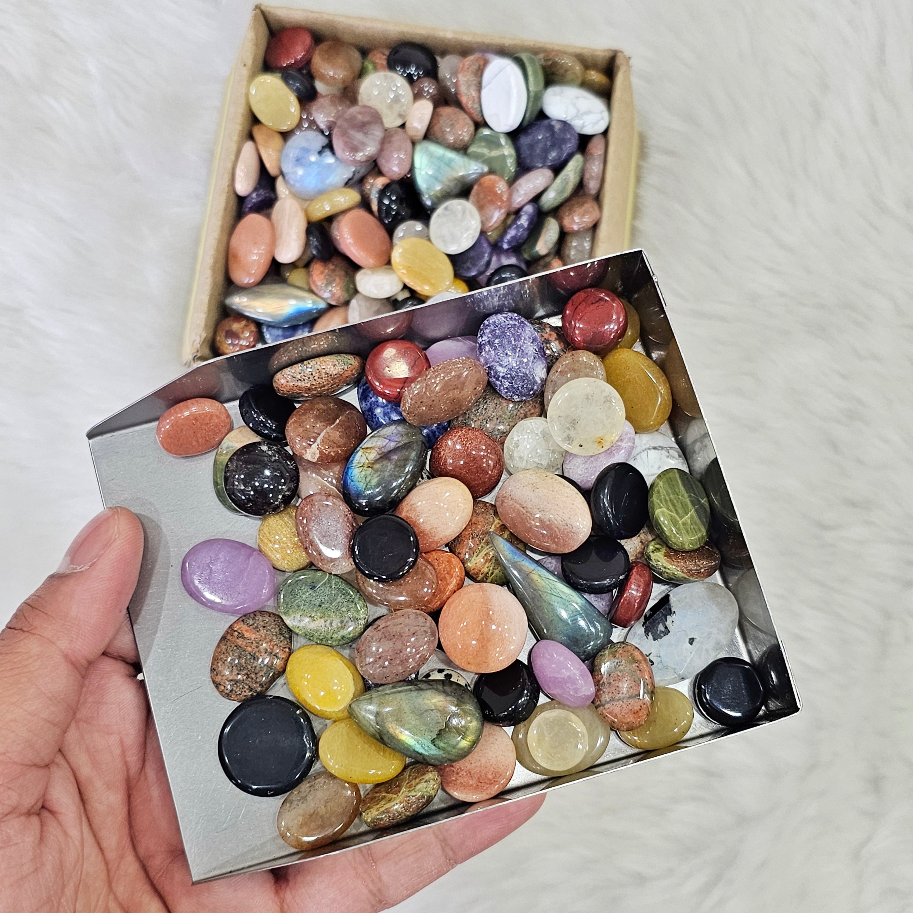 Easter Offer: 100 Pcs mix cabochons | 13mm to 25mm | Limited Box - The LabradoriteKing