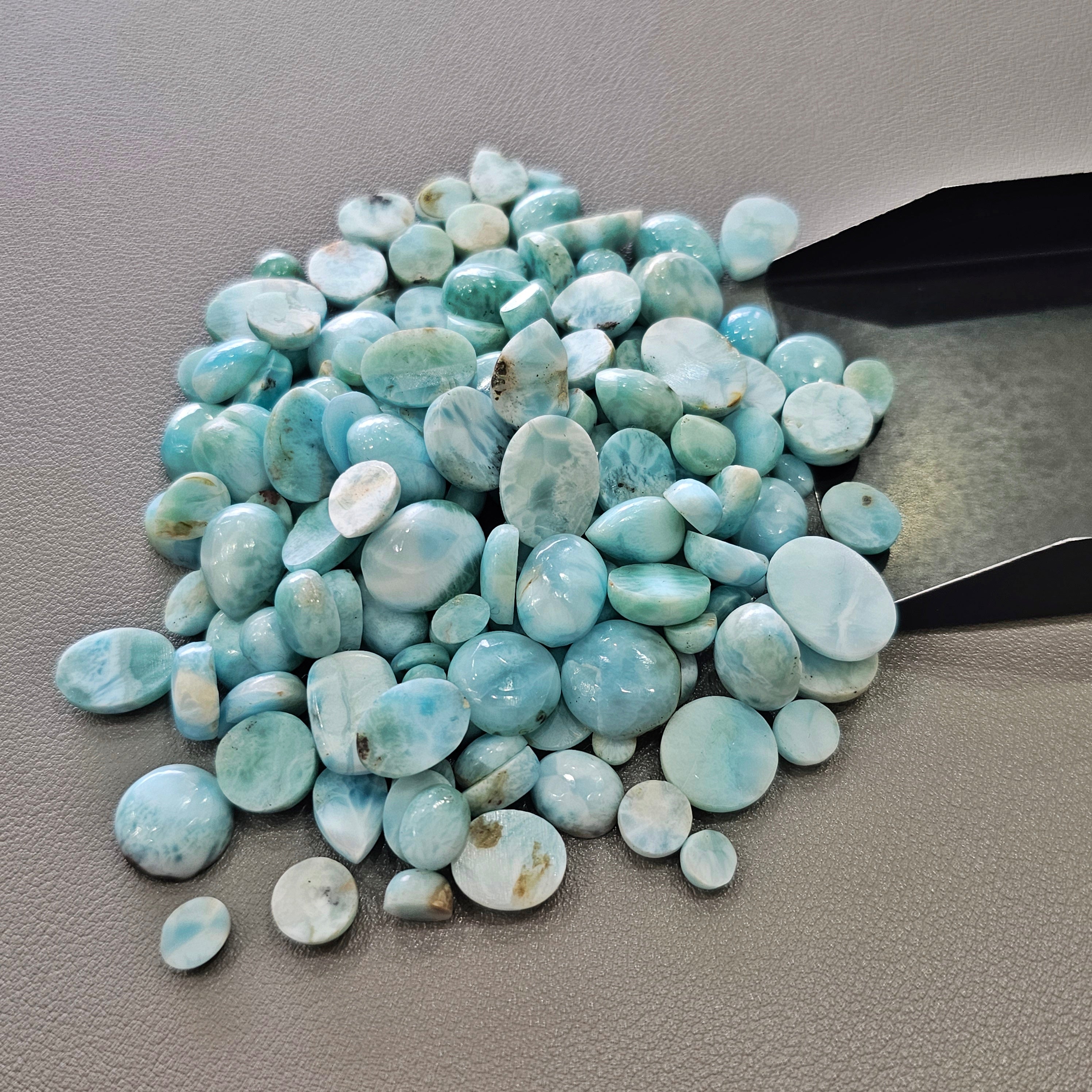 20 Pcs Larimar Cabochons | 5mm to 12mm - The LabradoriteKing