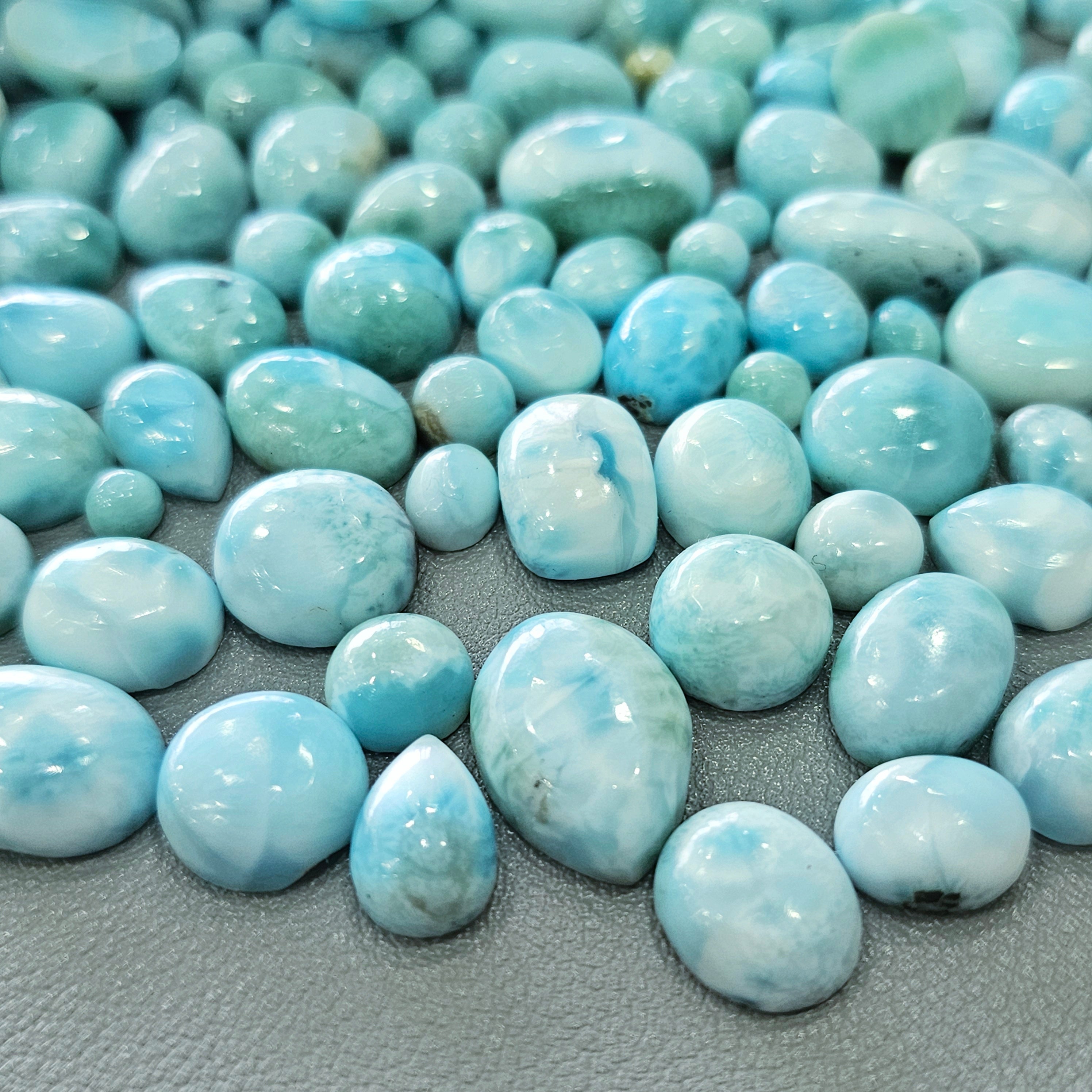 20 Pcs Larimar Cabochons | 5mm to 12mm - The LabradoriteKing
