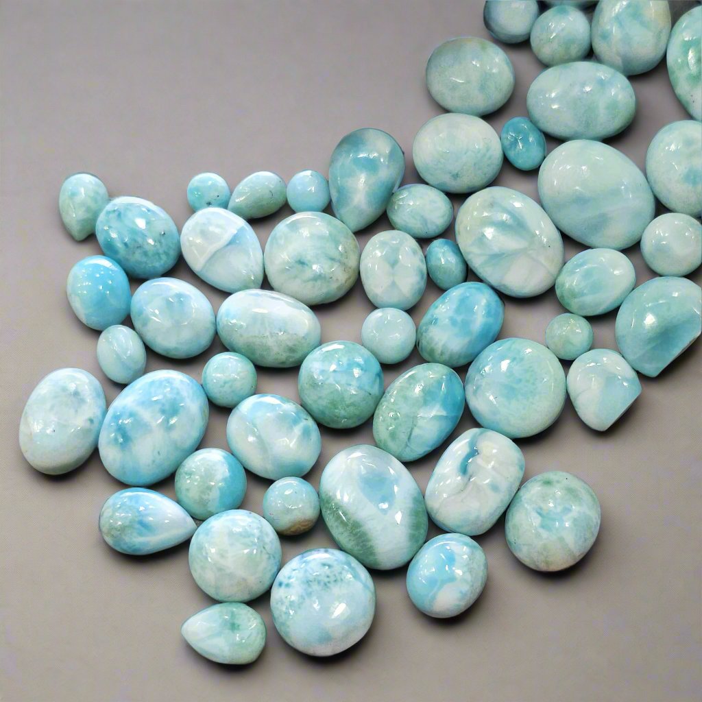 20 Pcs Larimar Cabochons | 5mm to 12mm - The LabradoriteKing