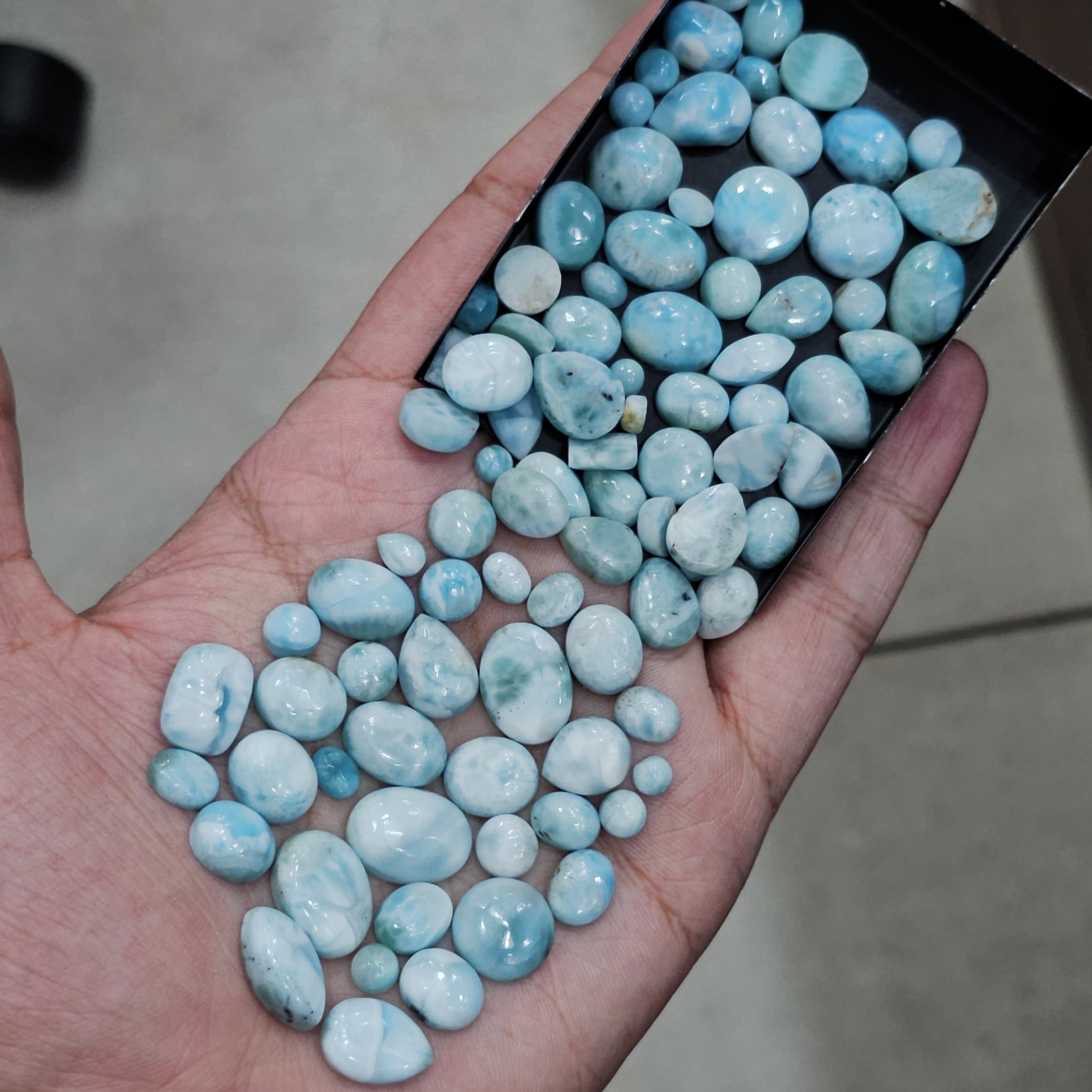 20 Pcs Larimar Cabochons | 5mm to 12mm - The LabradoriteKing