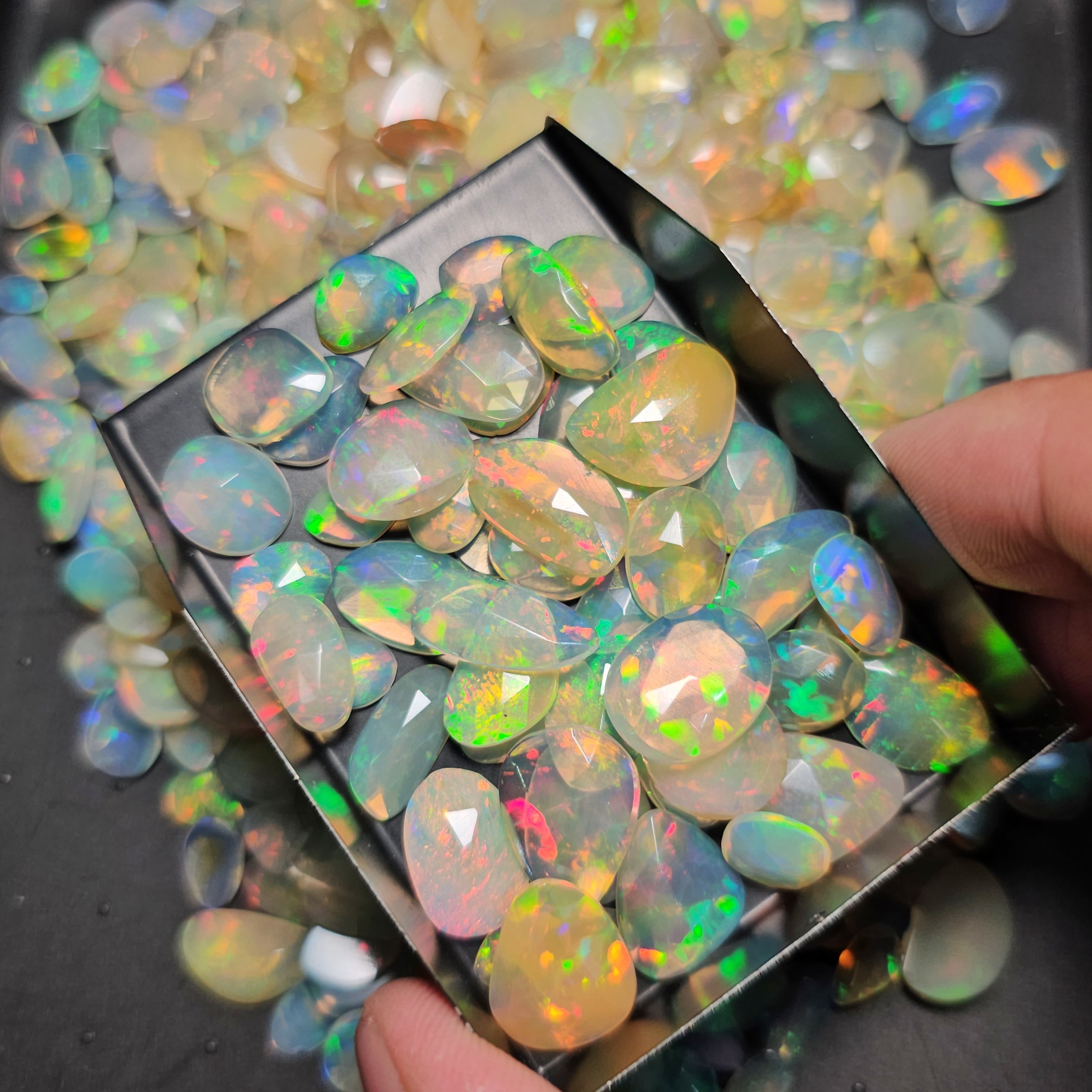 20 Pcs of Natural Ethiopian Opal Rosecuts | Flat Backs | Big and small sizes - The LabradoriteKing