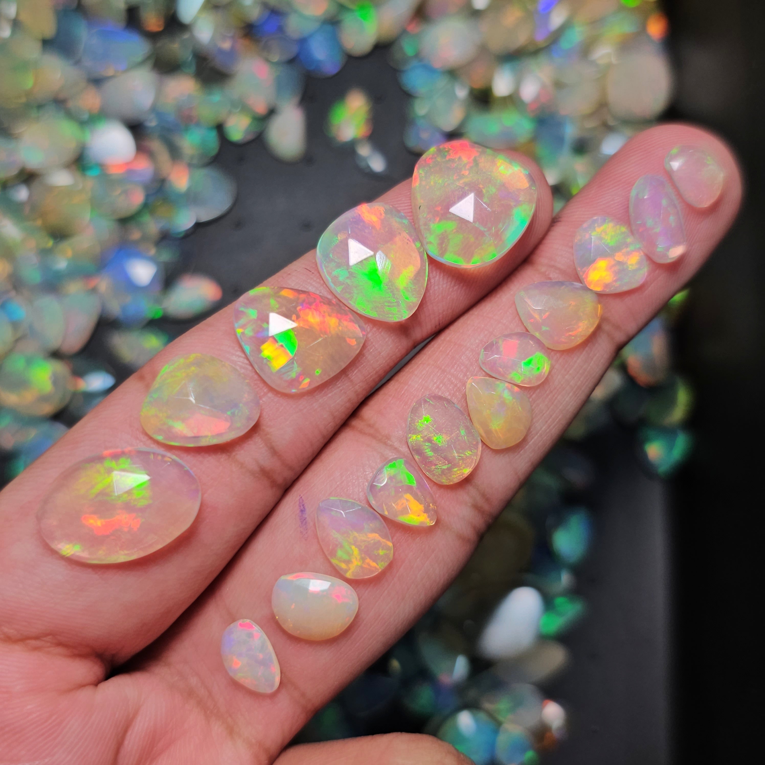 20 Pcs of Natural Ethiopian Opal Rosecuts | Flat Backs | Big and small sizes - The LabradoriteKing