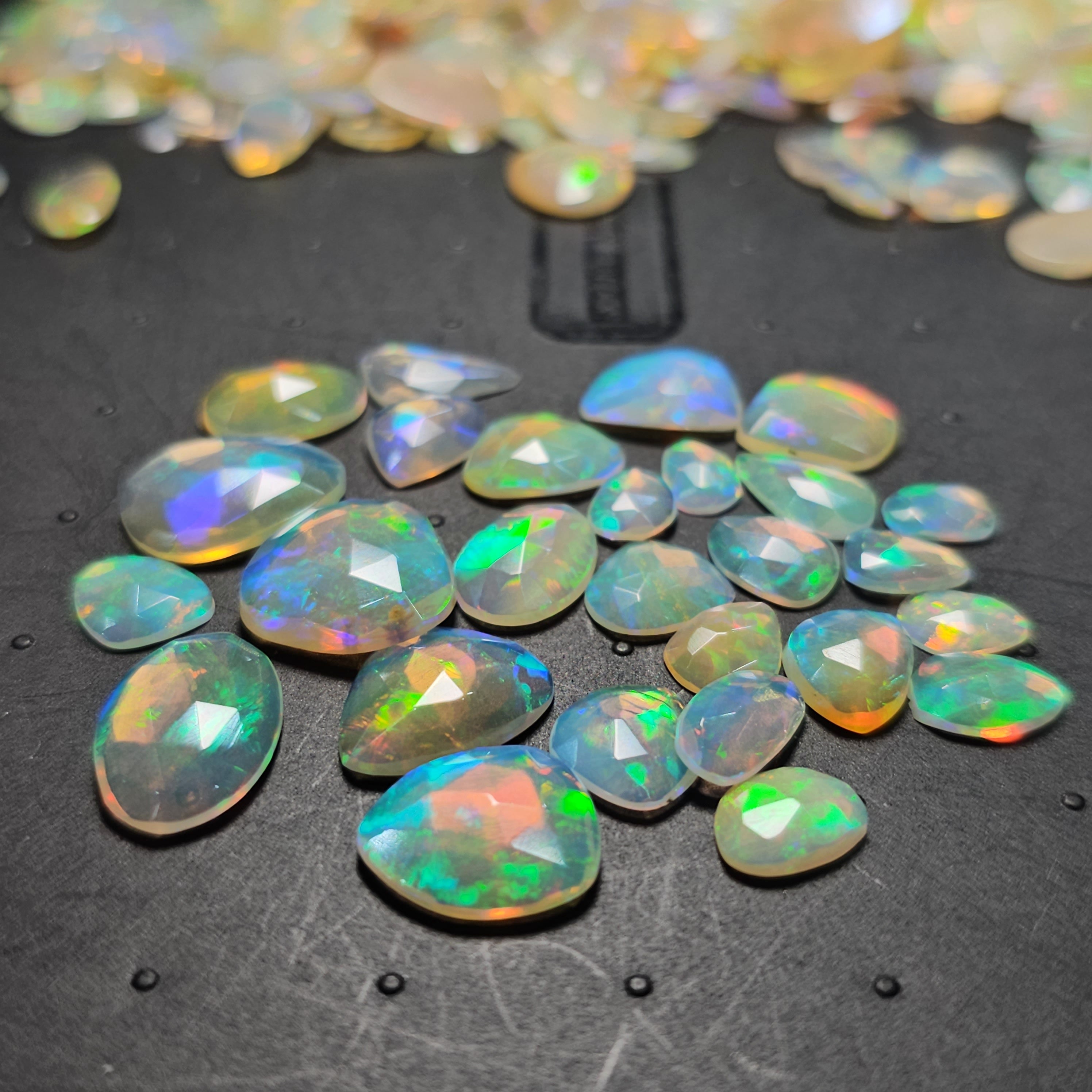 20 Pcs of Natural Ethiopian Opal Rosecuts | Flat Backs | Big and small sizes - The LabradoriteKing