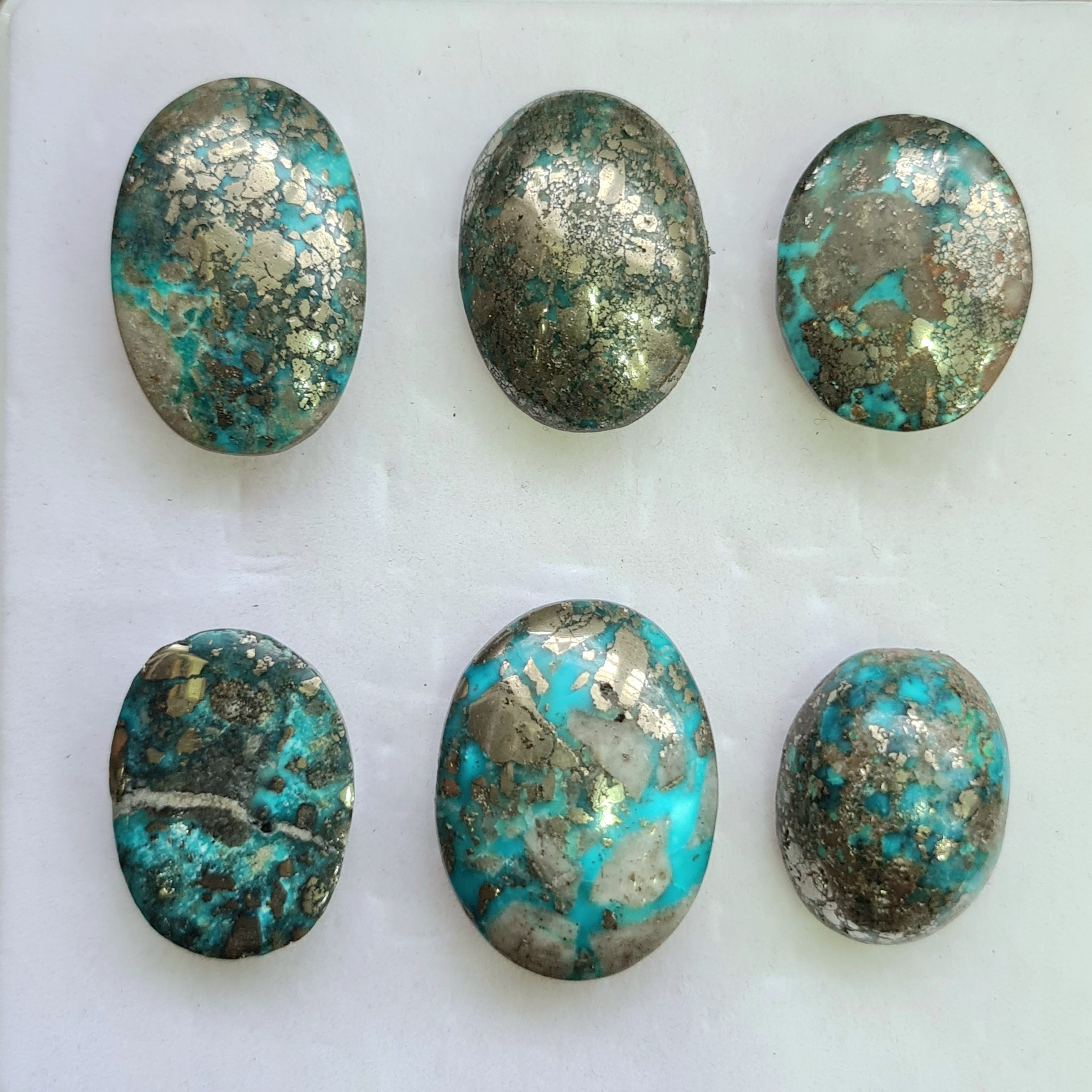 6 Pcs Of Natural Turquoise Cabochon | Oval |  Size:22-27mm - The LabradoriteKing