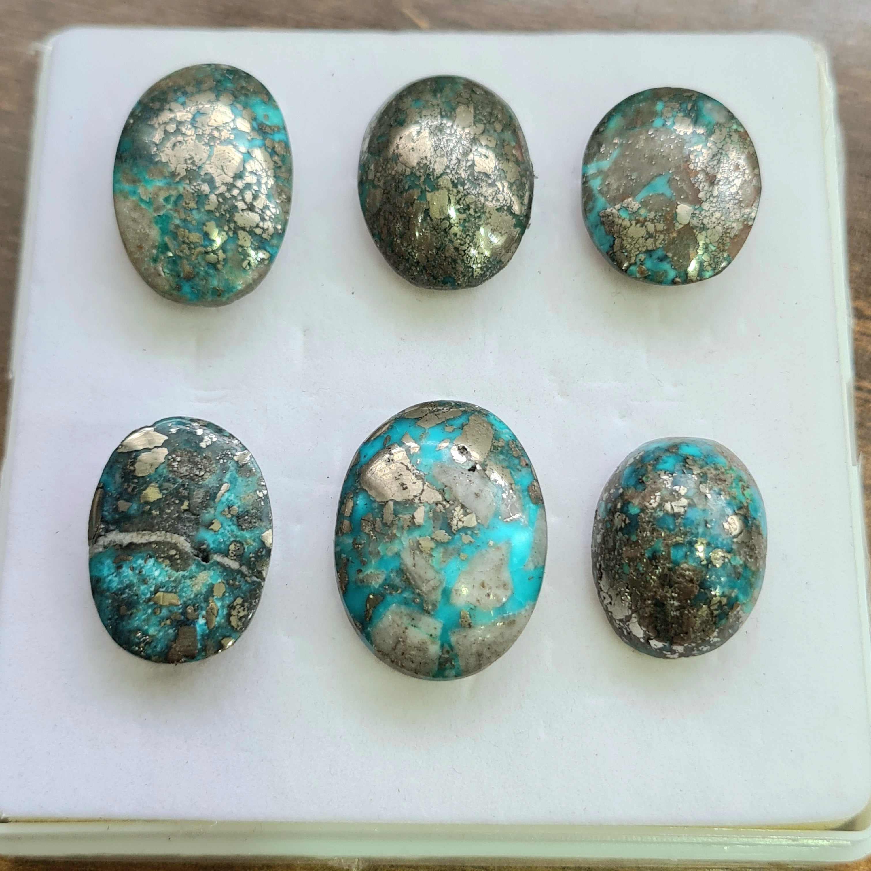 6 Pcs Of Natural Turquoise Cabochon | Oval |  Size:22-27mm - The LabradoriteKing
