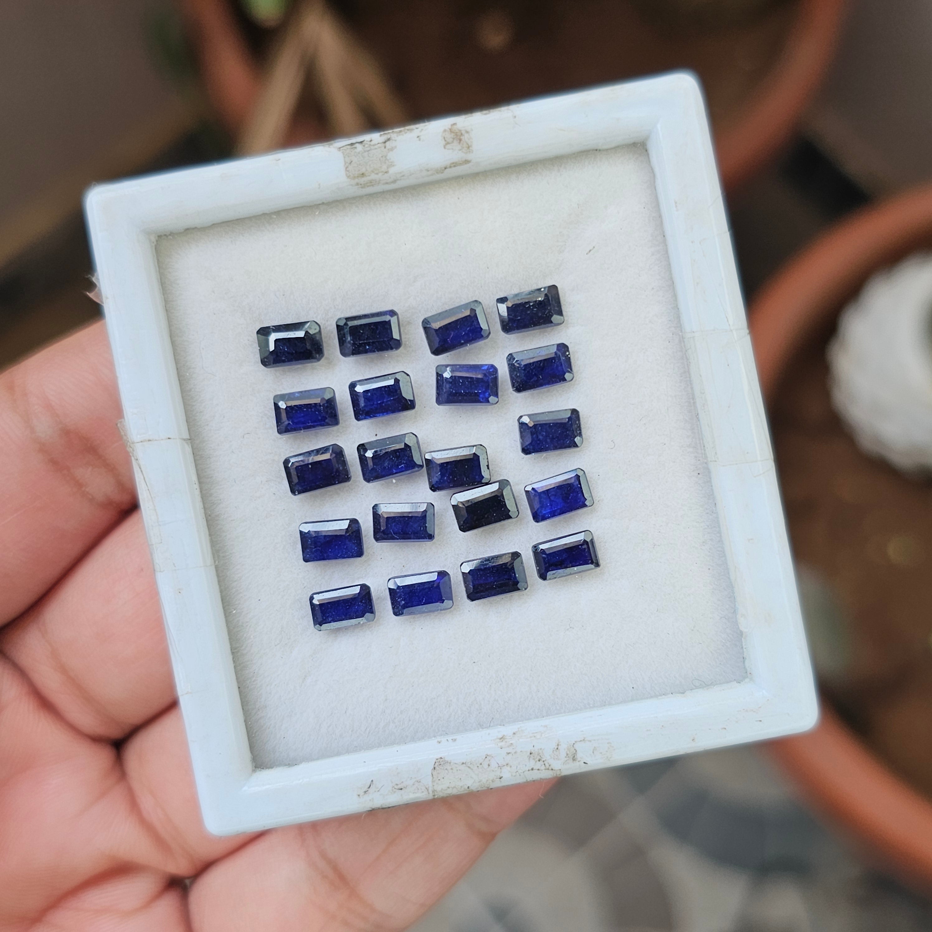 20 Pcs Of Natural Blue Sapphire Faceted | Shape: Rectangle | Size: 6x4mm - The LabradoriteKing