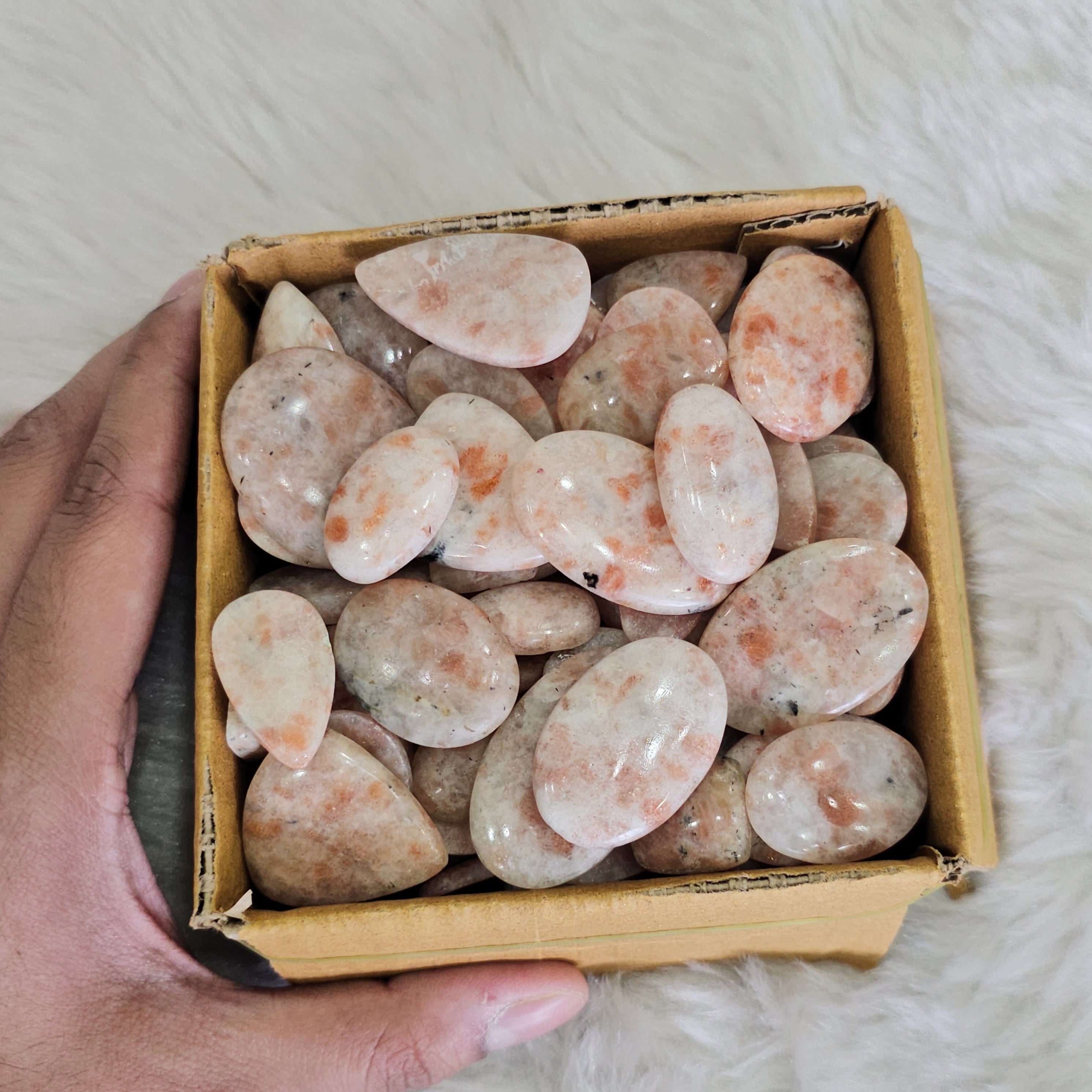 500 Gram box of Sunstones  Cabochons | 40-50 Pcs - The LabradoriteKing