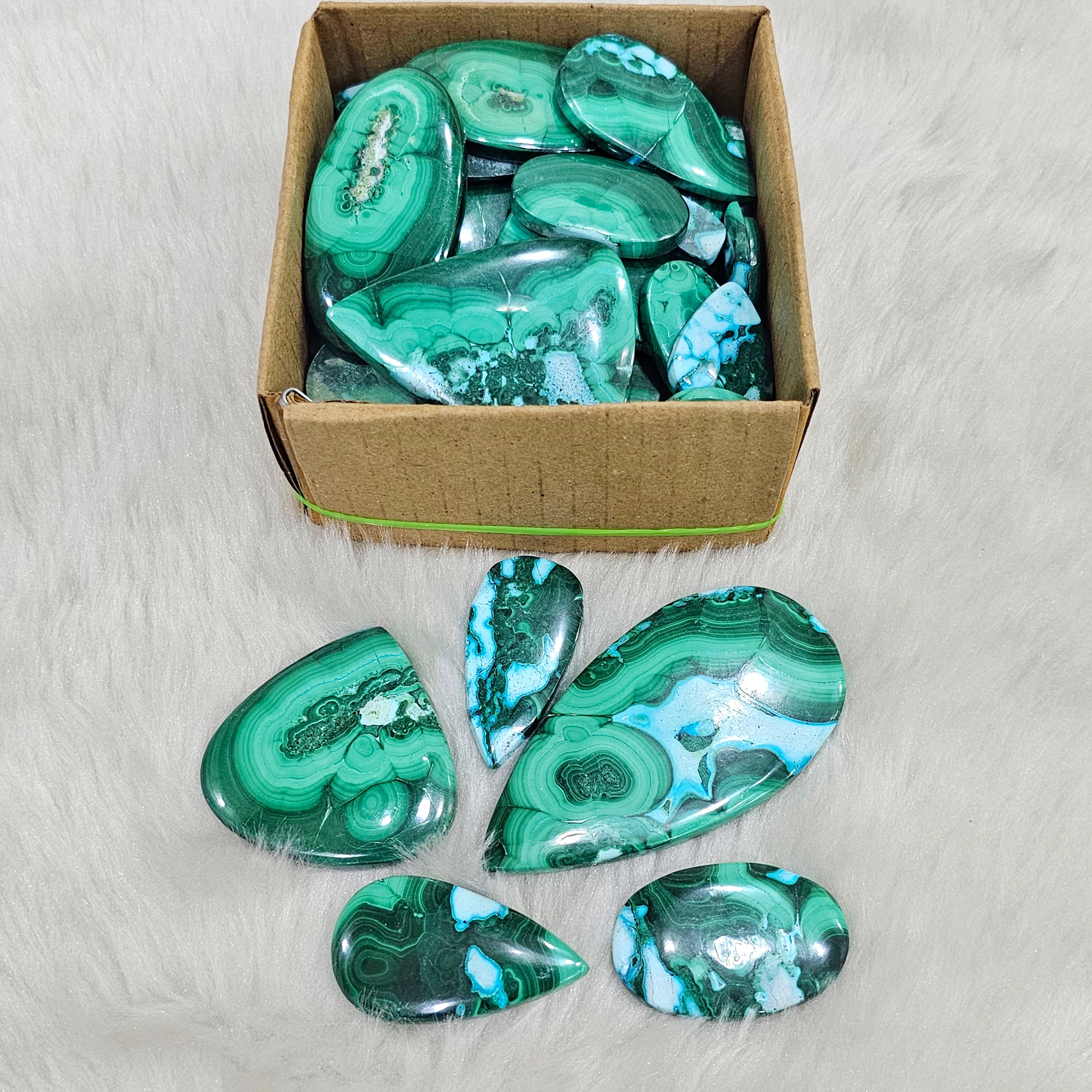 250Gram/ 500Gram of Natural Malachite Chrysocolla Cabochon | 1" to 2" Inches | 40-50Pcs | Top Quality - The LabradoriteKing