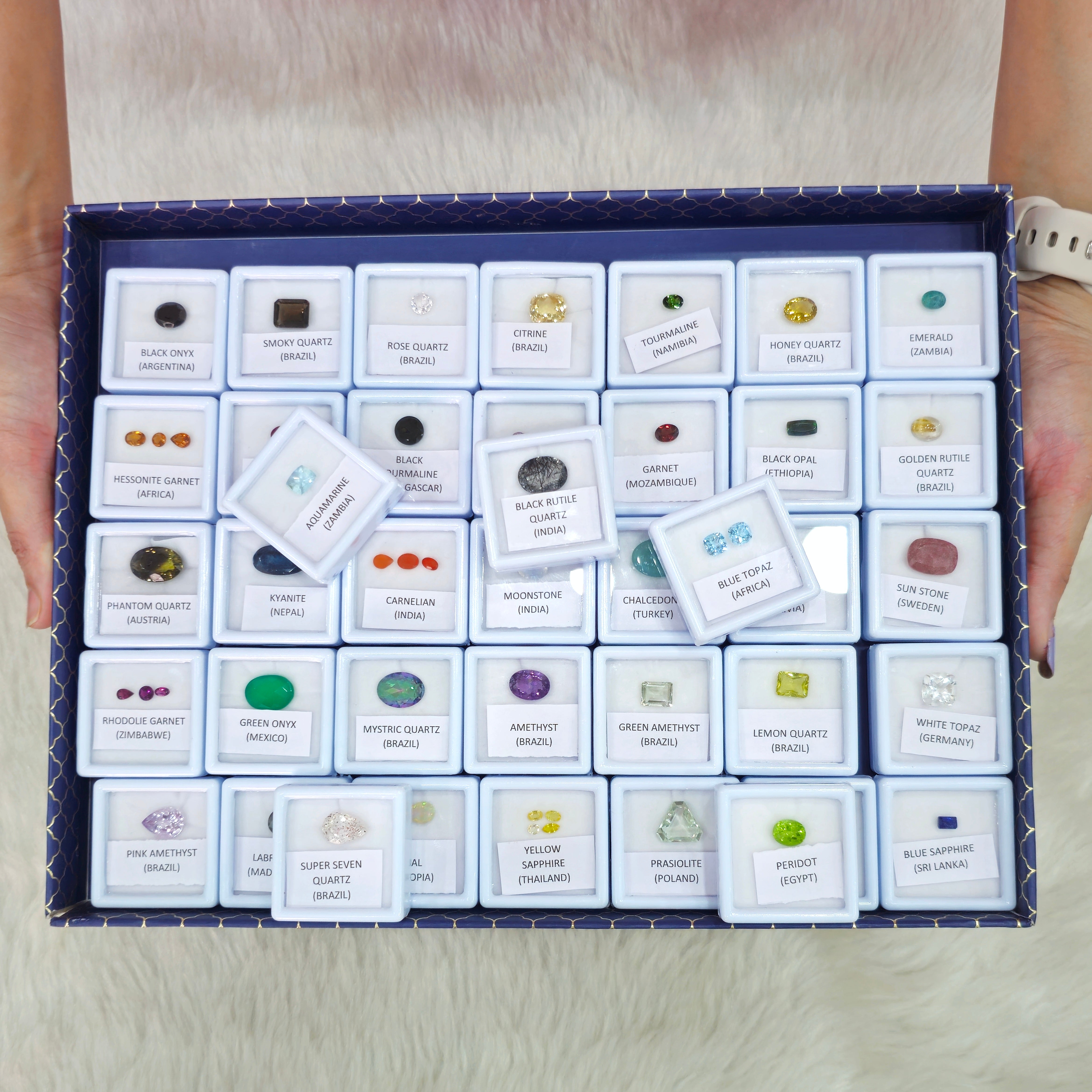 40 Box of Faceted Gemstone | Labeled Boxes | Natural Earth Mined Gemstones - The LabradoriteKing