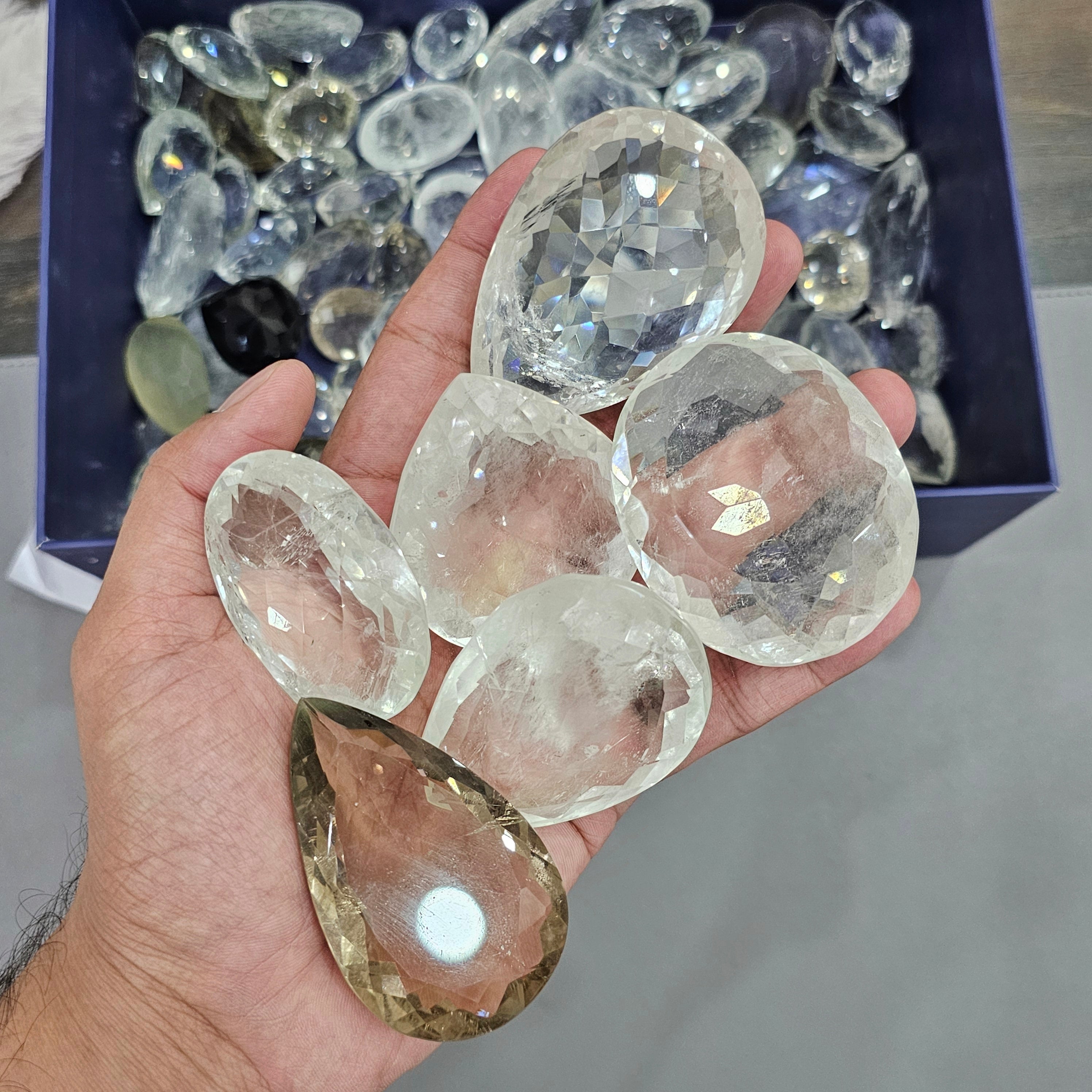 Jumbo Faceted Quartz from Jharkand India | 40mm+ Size - The LabradoriteKing