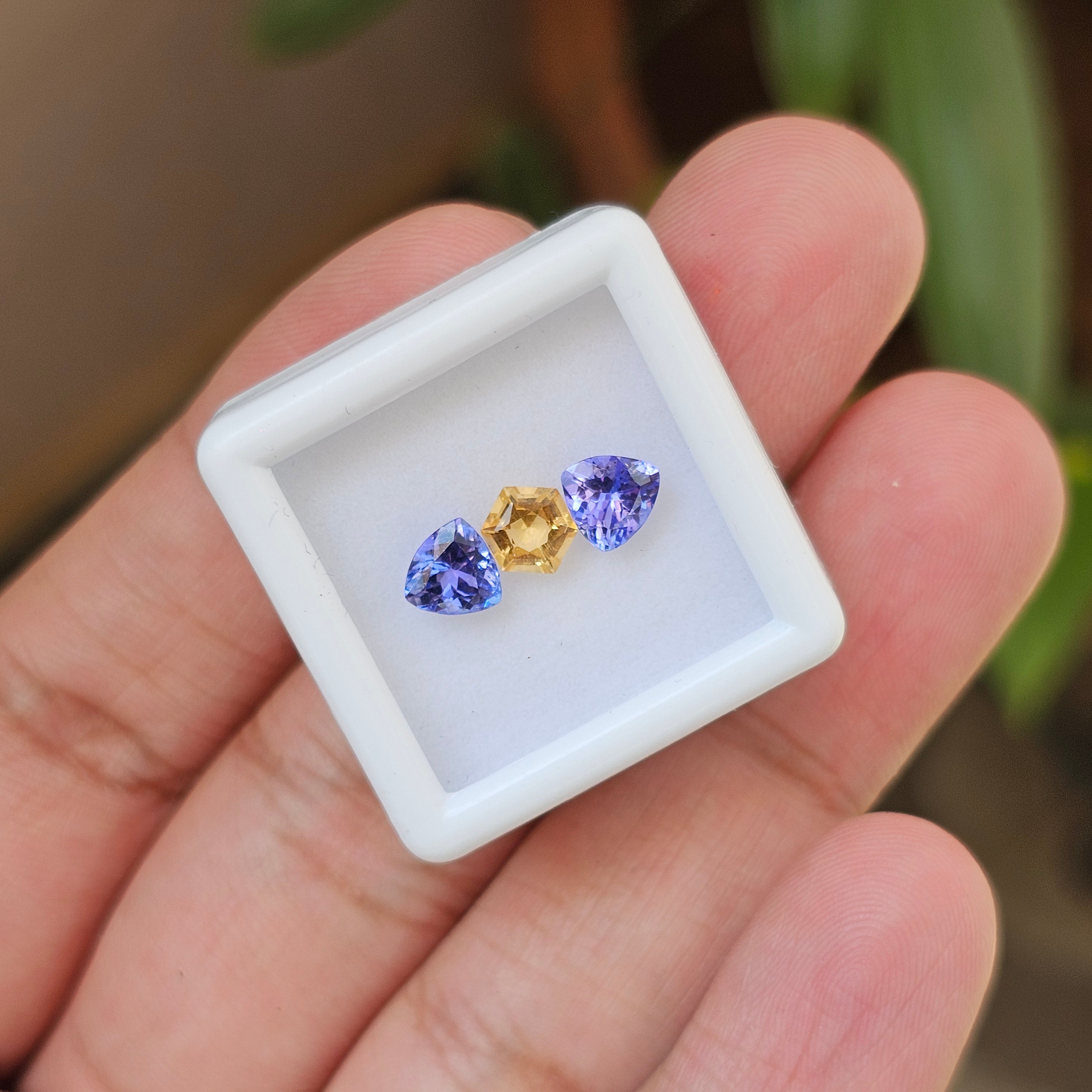 3 Pcs Of Natural Tanzanite & Citrine Faceted | Shape: Mix| Size:5-6mm - The LabradoriteKing