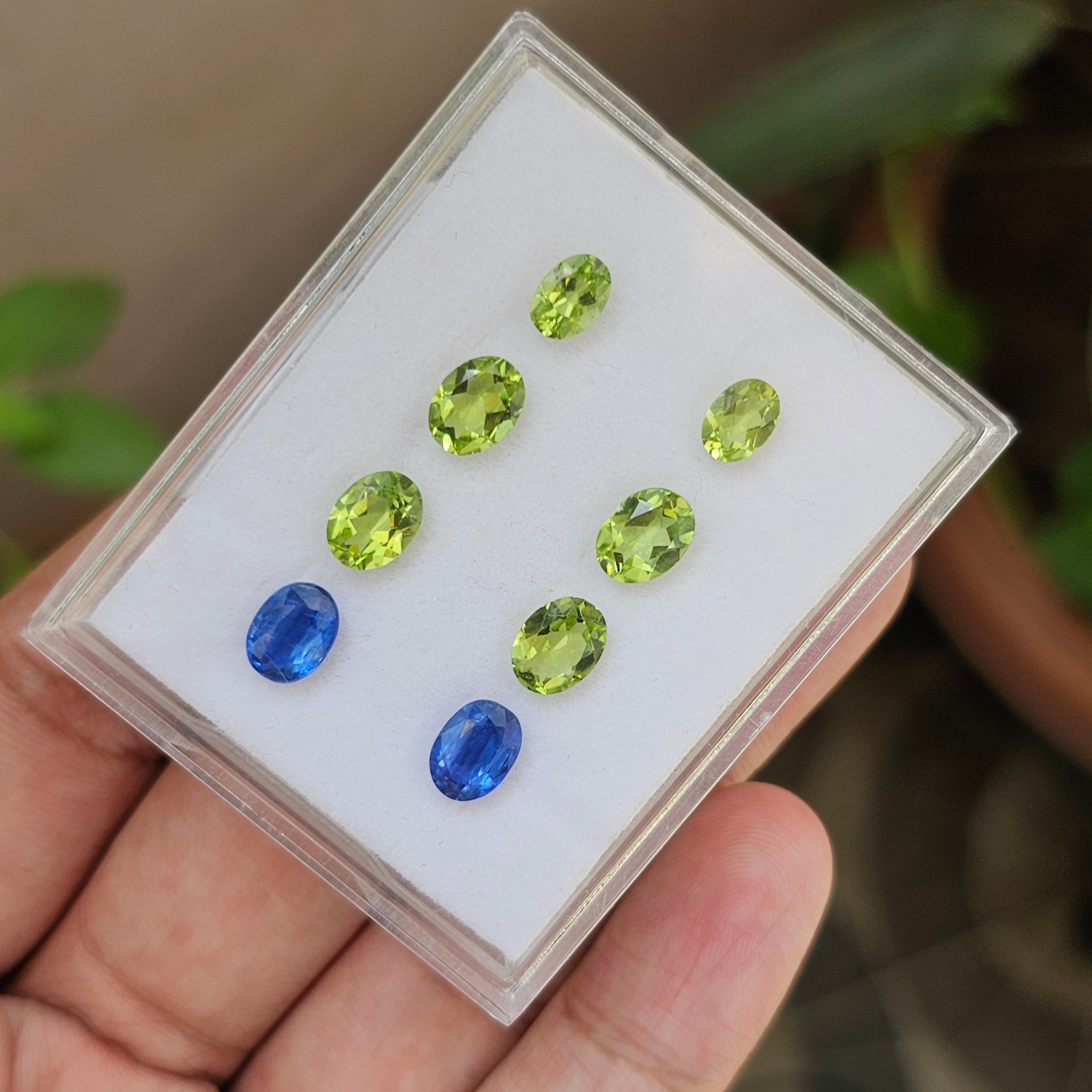 8 Pcs Natural kyanite And Peridot |Oval Shape| 6-8mm|9.2 Cts - The LabradoriteKing