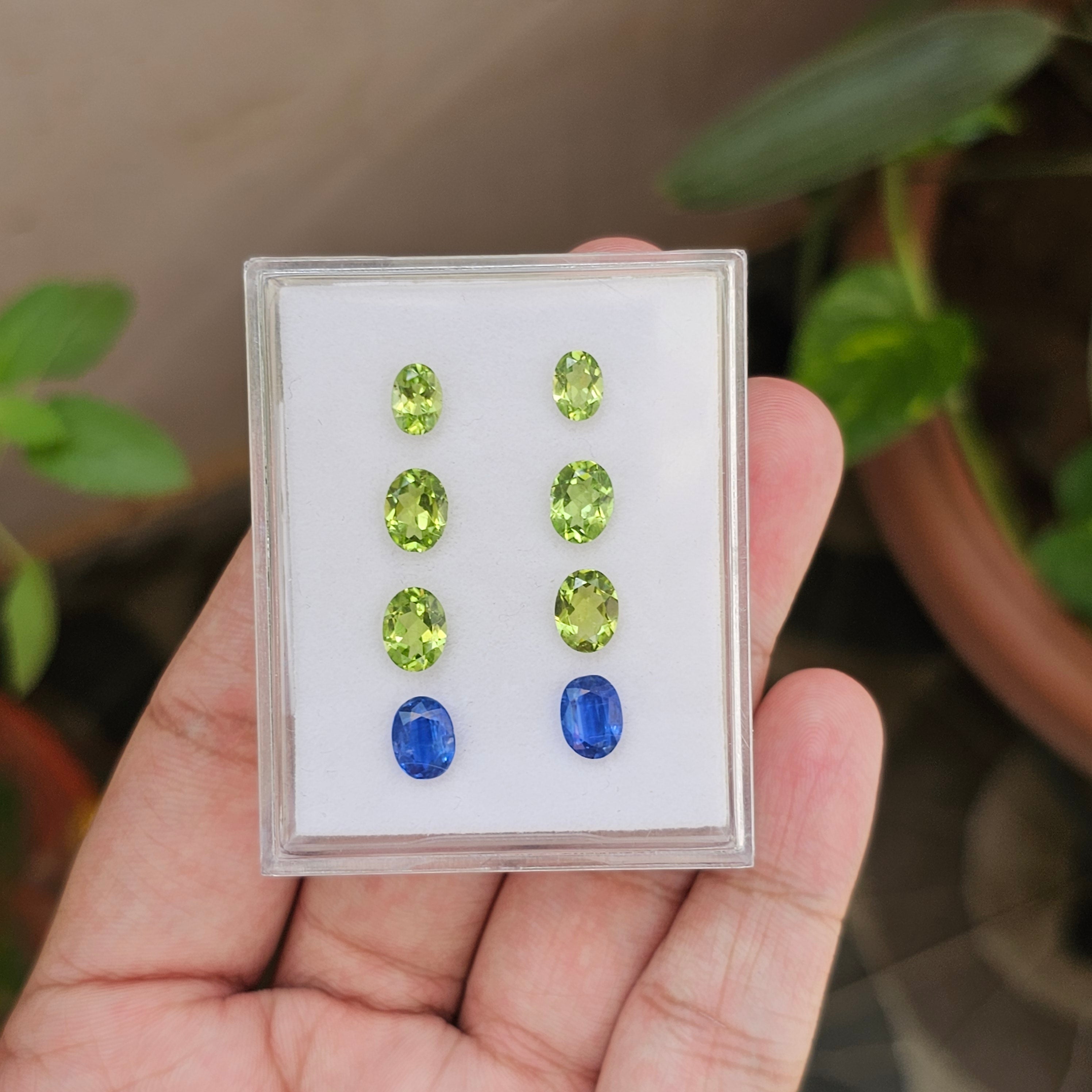 8 Pcs Natural kyanite And Peridot |Oval Shape| 6-8mm|9.2 Cts - The LabradoriteKing