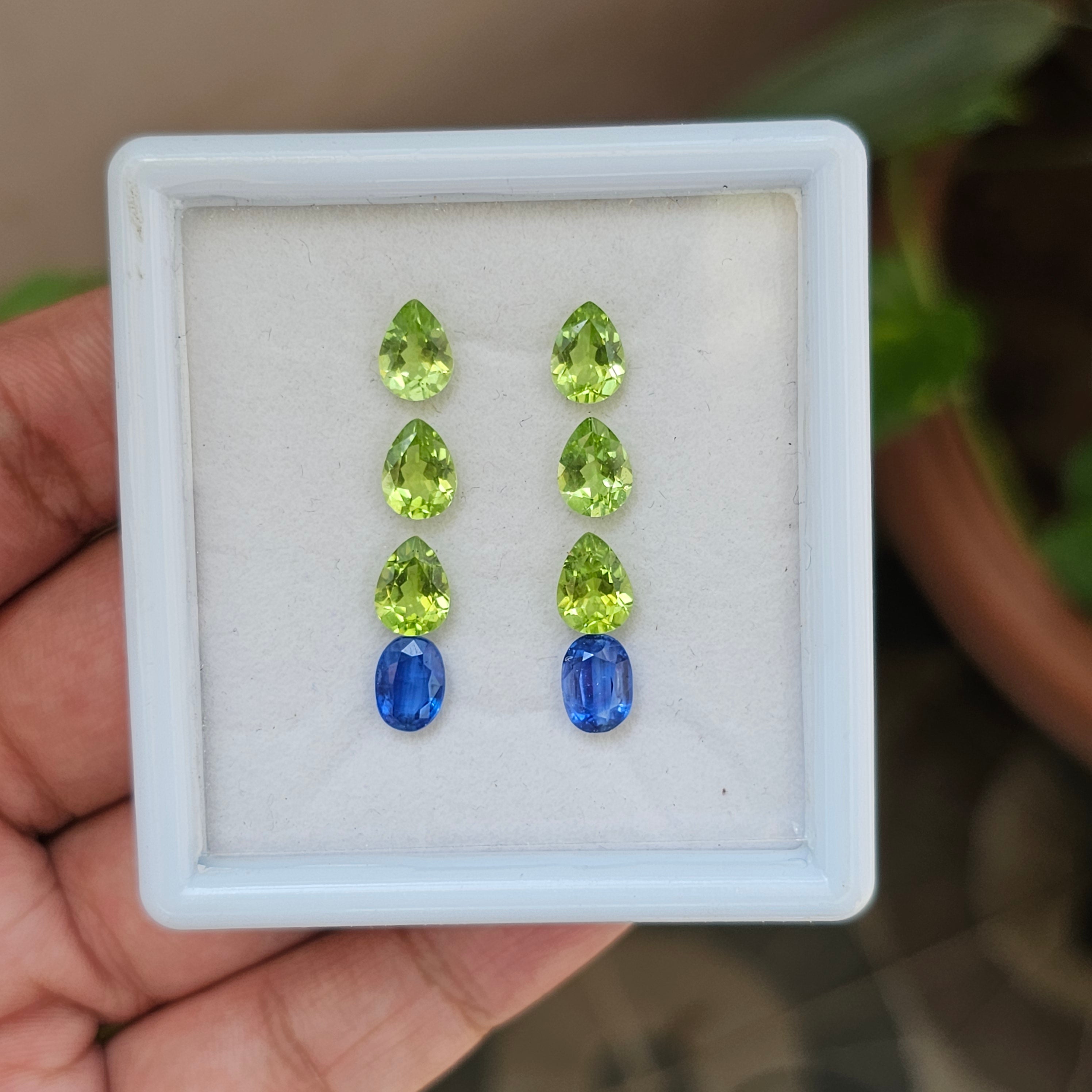 8 Pcs Natural kyanite And Peridot |Oval & Pear Shape| 8x6mm|10.2 Cts - The LabradoriteKing