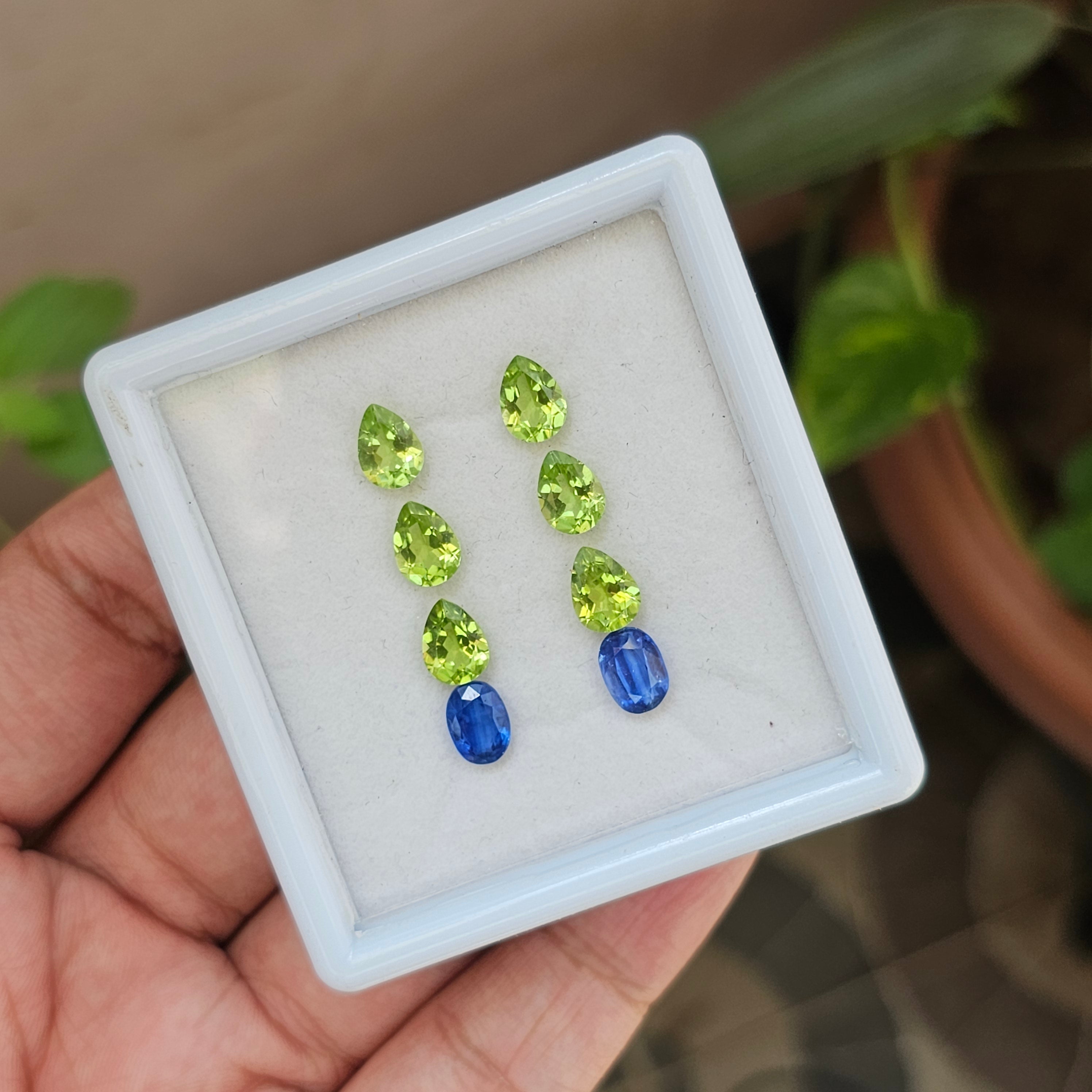 8 Pcs Natural kyanite And Peridot |Oval & Pear Shape| 8x6mm|10.2 Cts - The LabradoriteKing