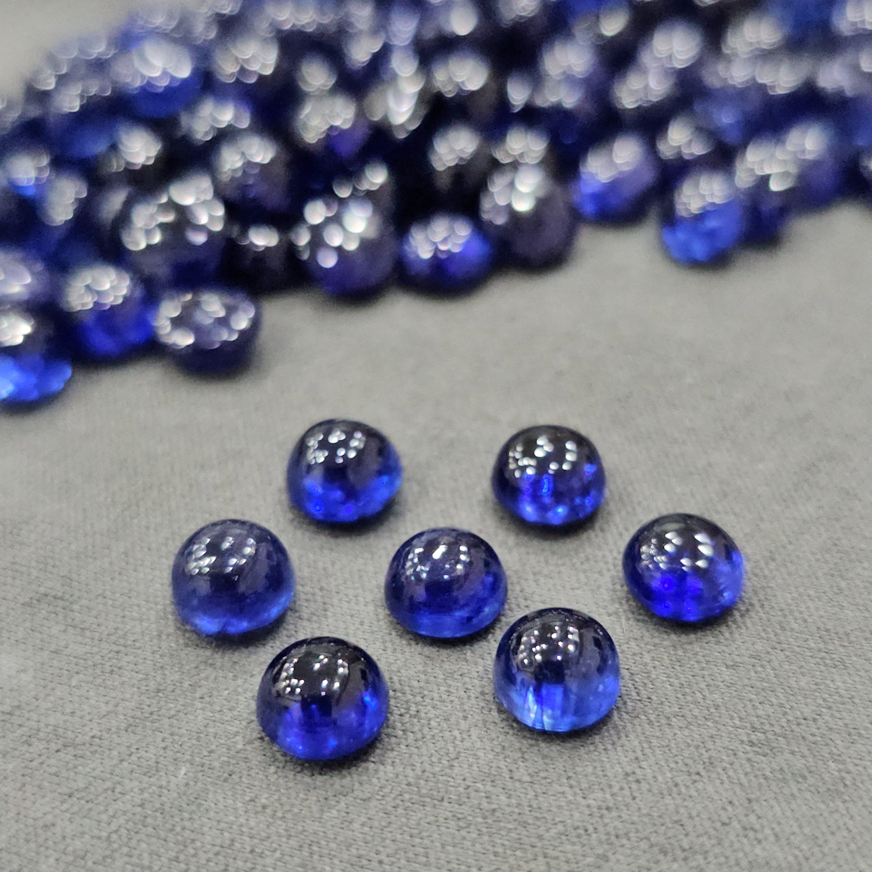 5 Pcs Blue Sapphire cabochons 6mm - The LabradoriteKing