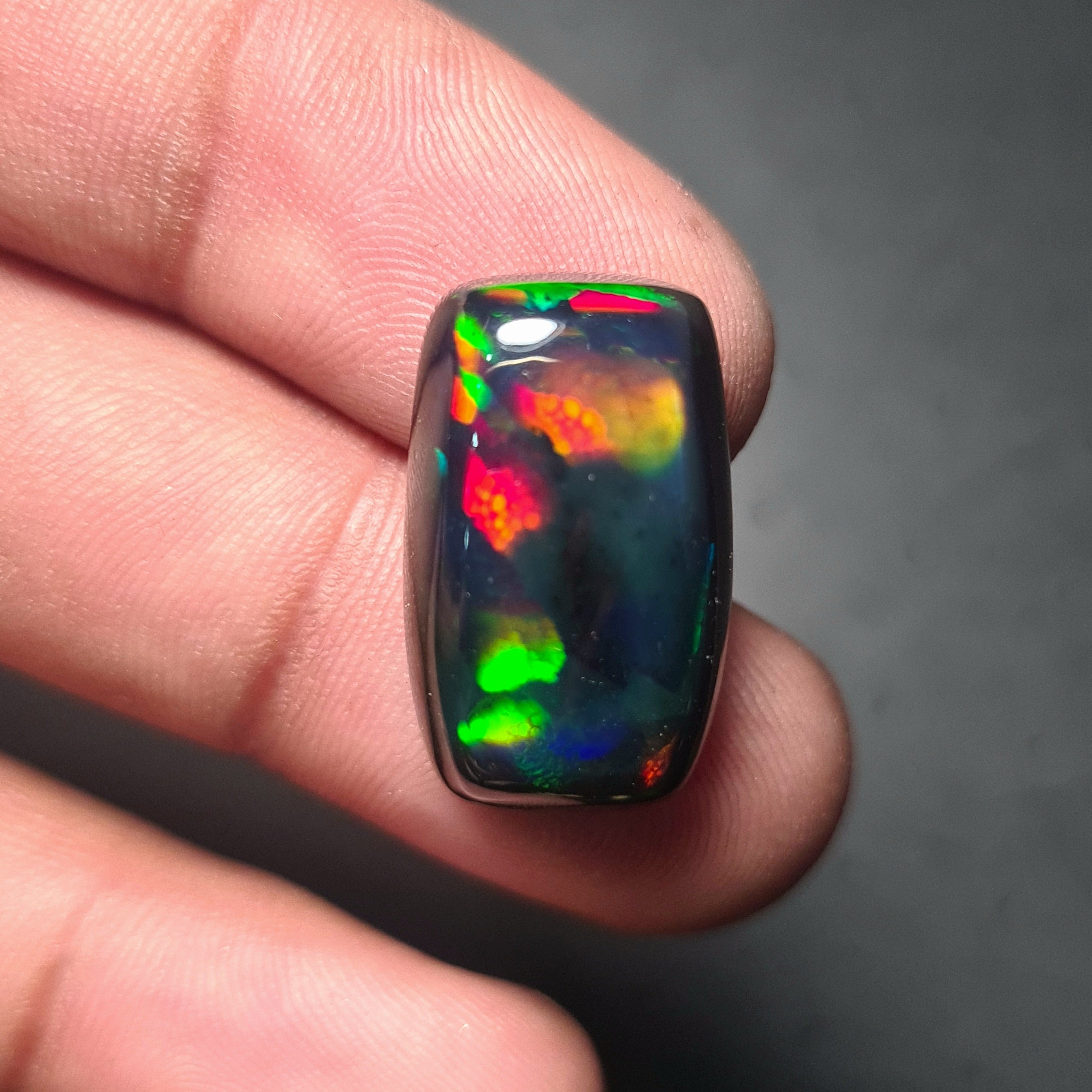 Natural Ethiopian Black Smoked Opal Cabochon| Rectangle| Size: 21x13mm | 12.5 Cts - The LabradoriteKing