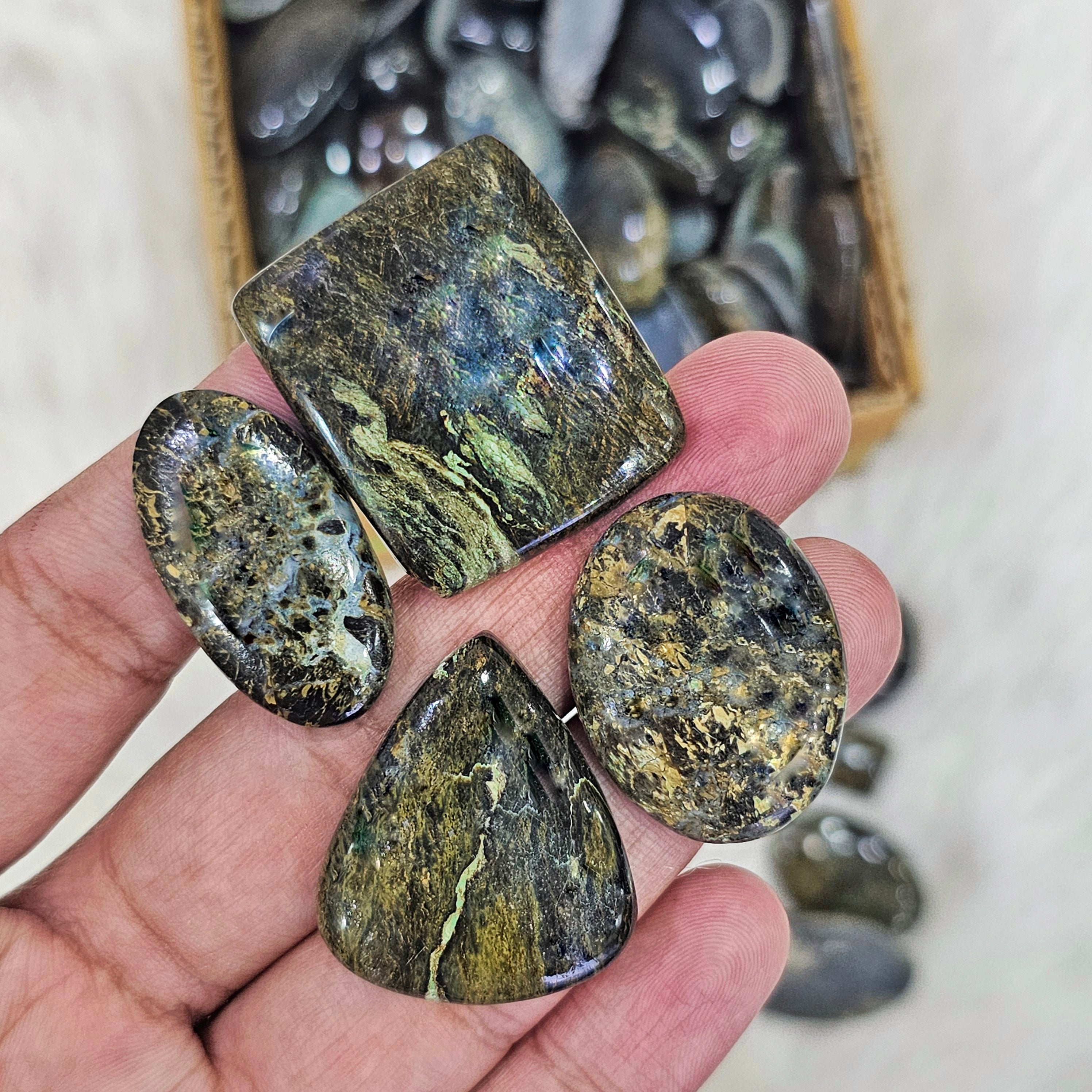500 Gram Obsidian Martix Cabochons | 40-50 Pcs | 1" to 3" Inches - The LabradoriteKing