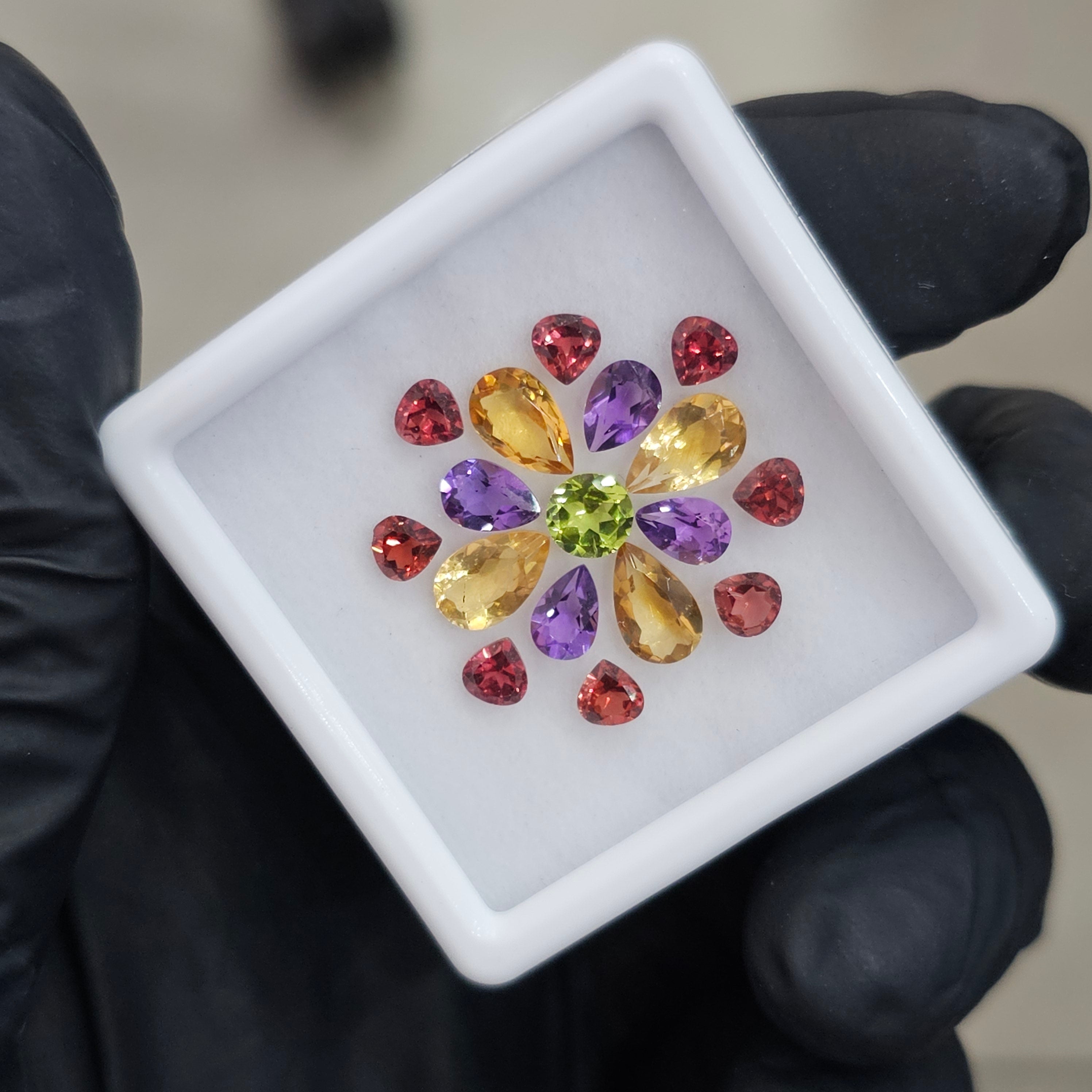 17 Pcs Of Natural Garnet, Peridot, Citrine & Amethyst Faceted | Shape: Mix| Size:4-8mm - The LabradoriteKing