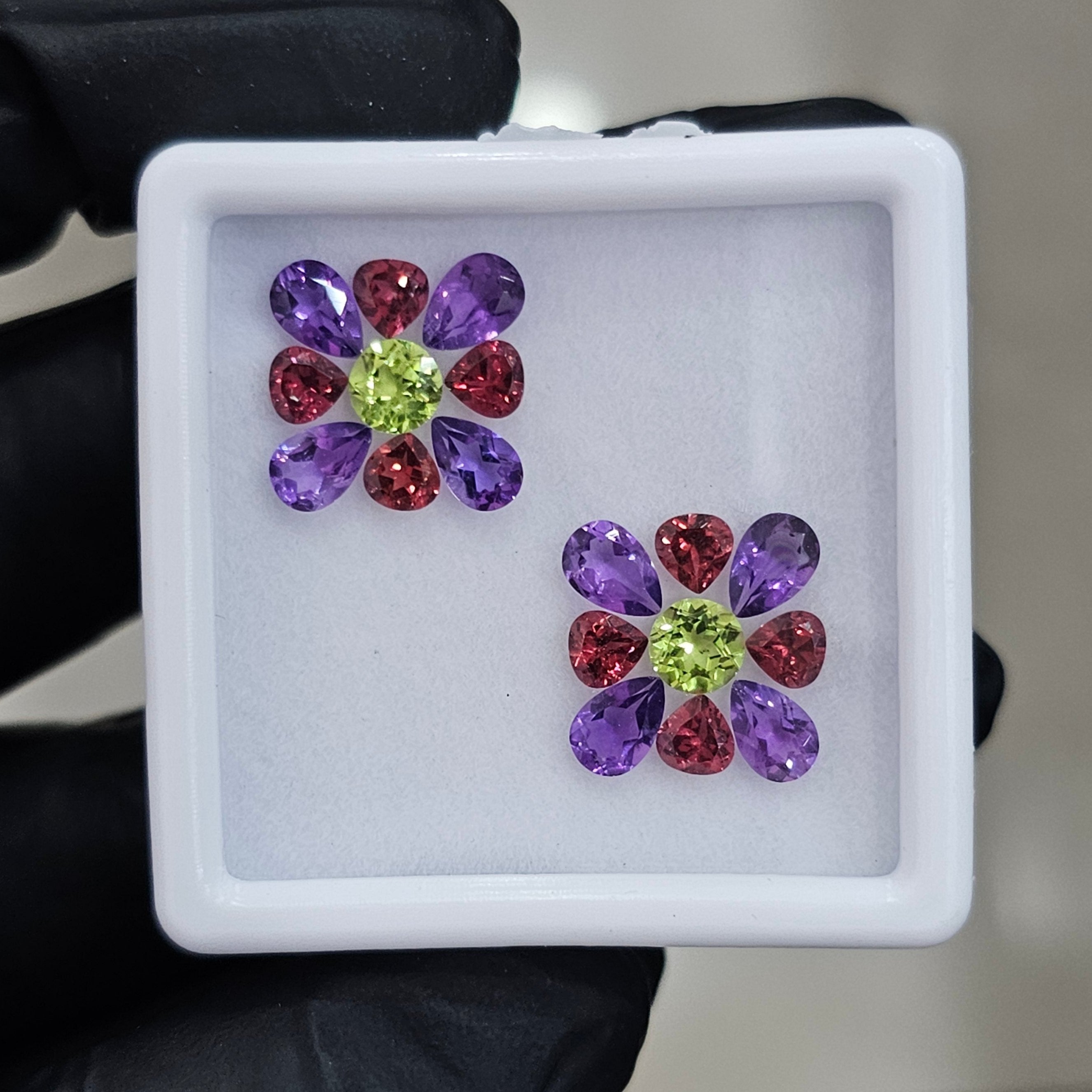 18 Pcs Of Natural Garnet, Peridot & Amethyst Faceted | Shape: Mix| Size:4-6mm - The LabradoriteKing