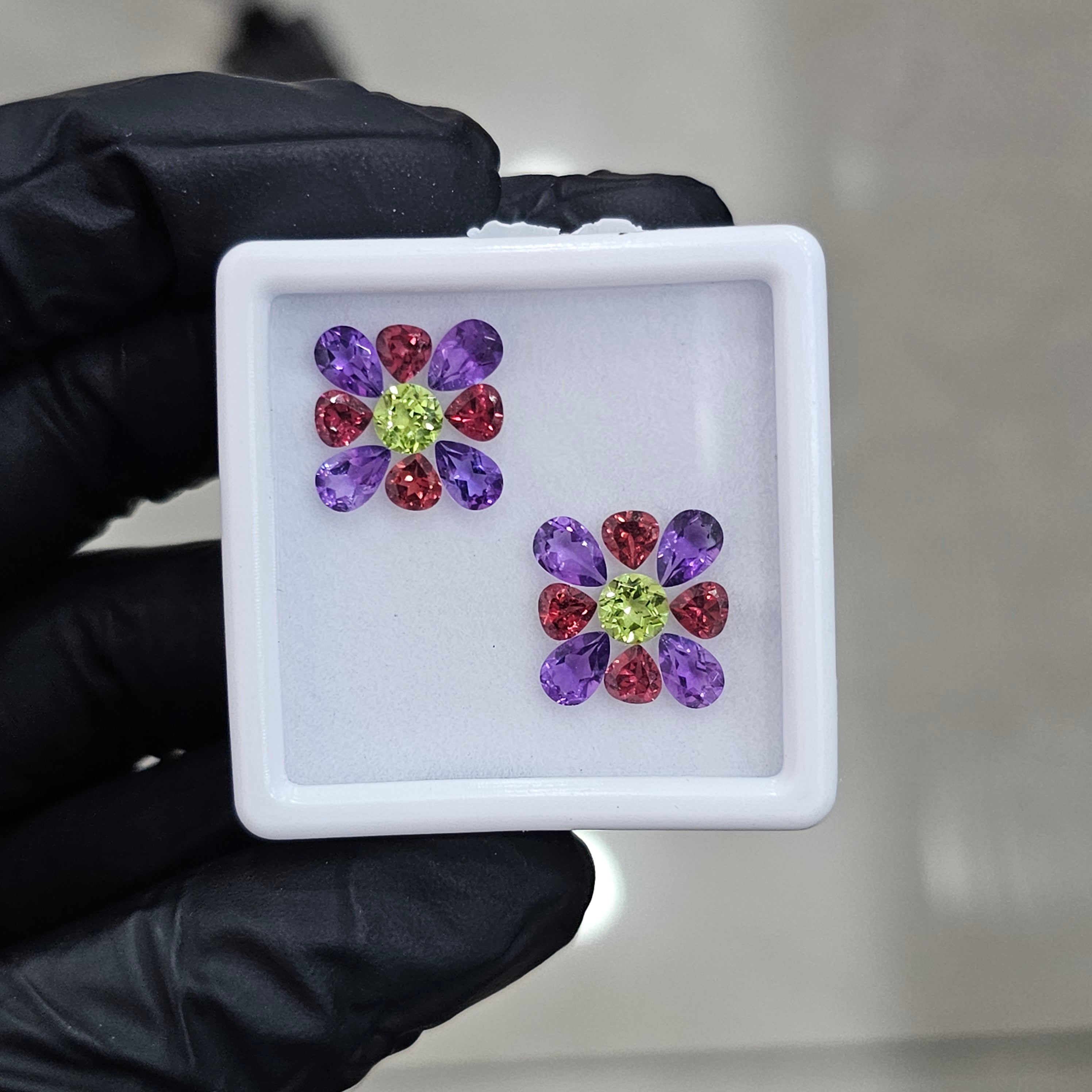 18 Pcs Of Natural Garnet, Peridot & Amethyst Faceted | Shape: Mix| Size:4-6mm - The LabradoriteKing