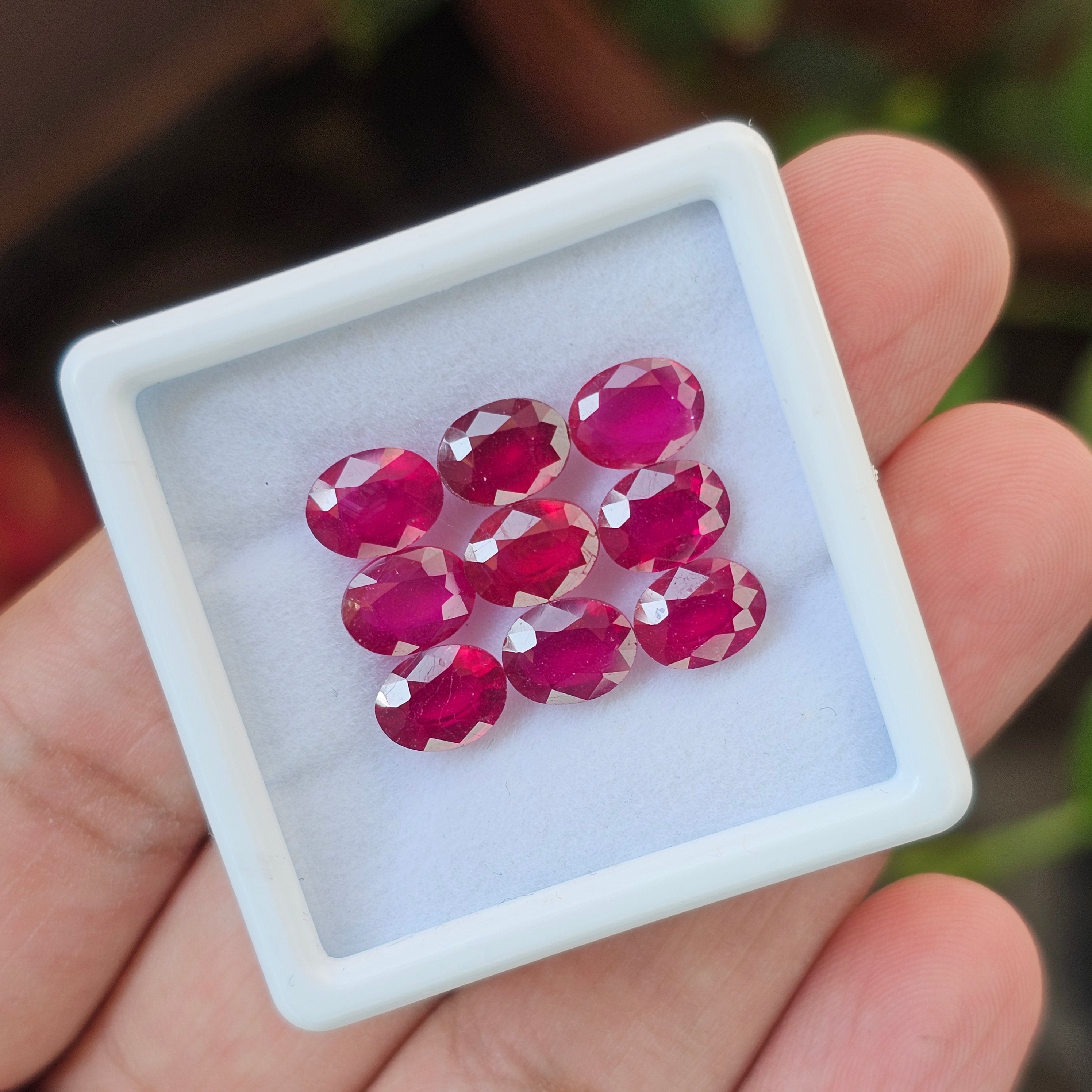 9 Pcs Of Natural Ruby Faceted | Oval Shape | Size:8x6mm - The LabradoriteKing