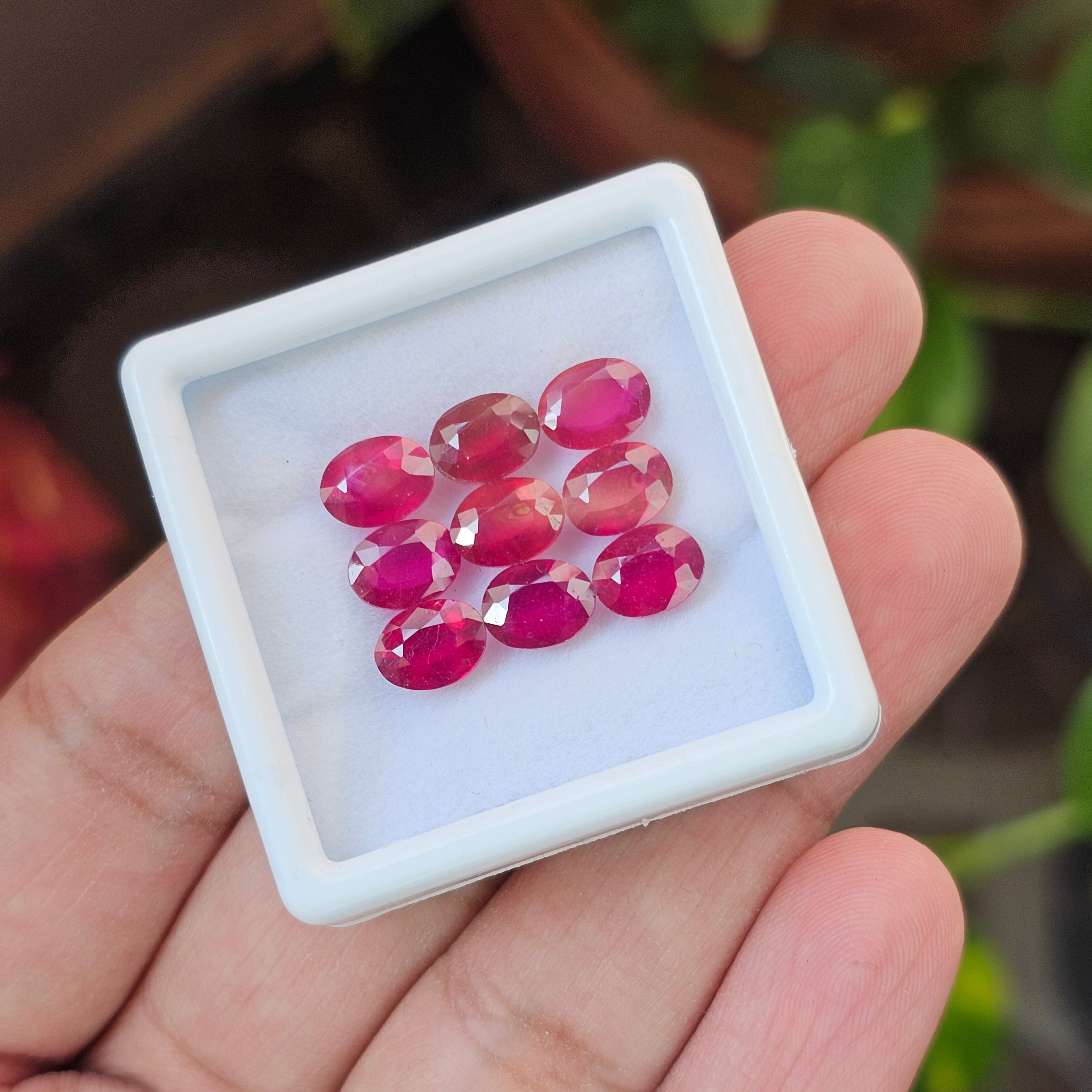 9 Pcs Of Natural Ruby Faceted | Oval Shape | Size:8x6mm - The LabradoriteKing