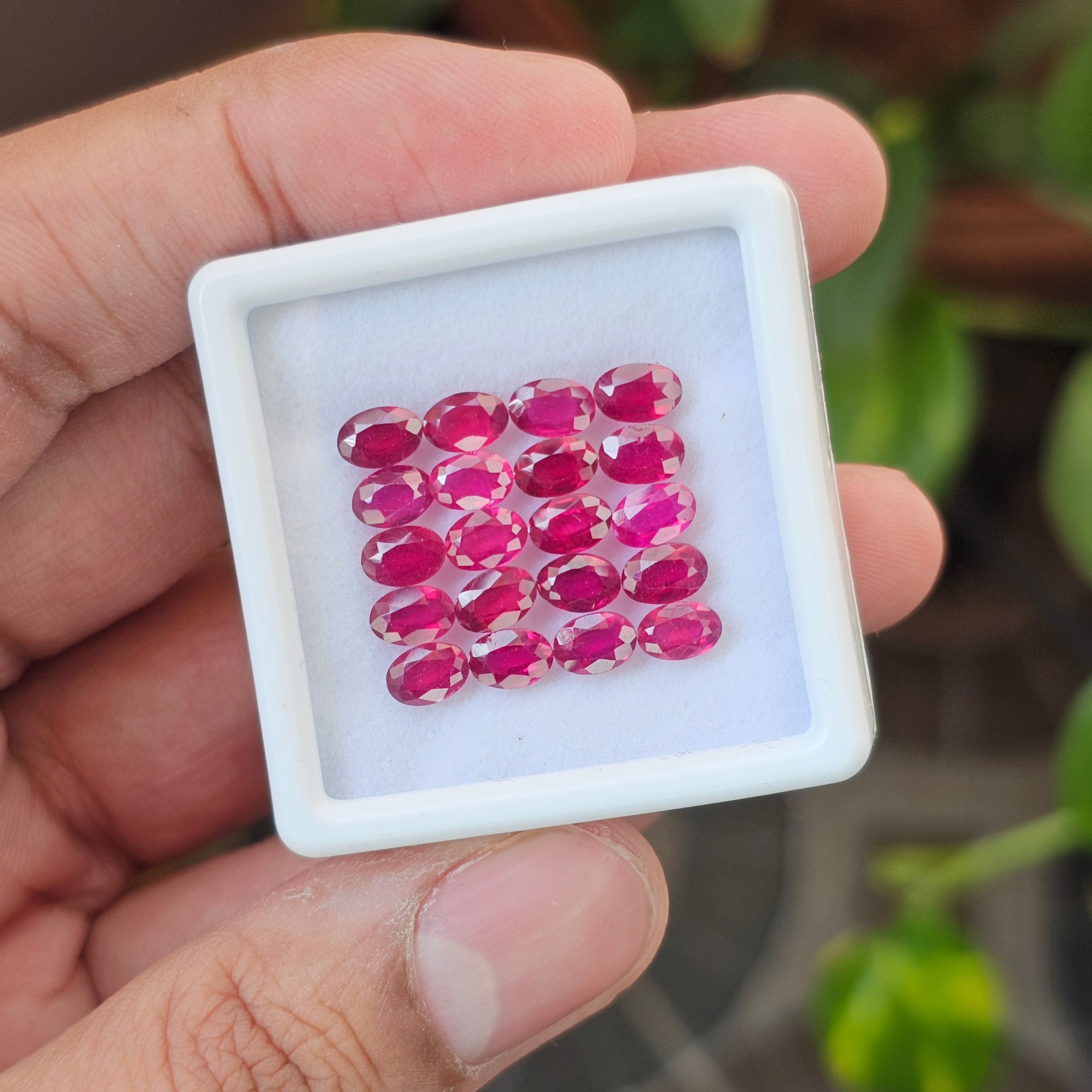 20 Pcs Of Natural Ruby Faceted | Oval Shape | Size:6x4mm - The LabradoriteKing
