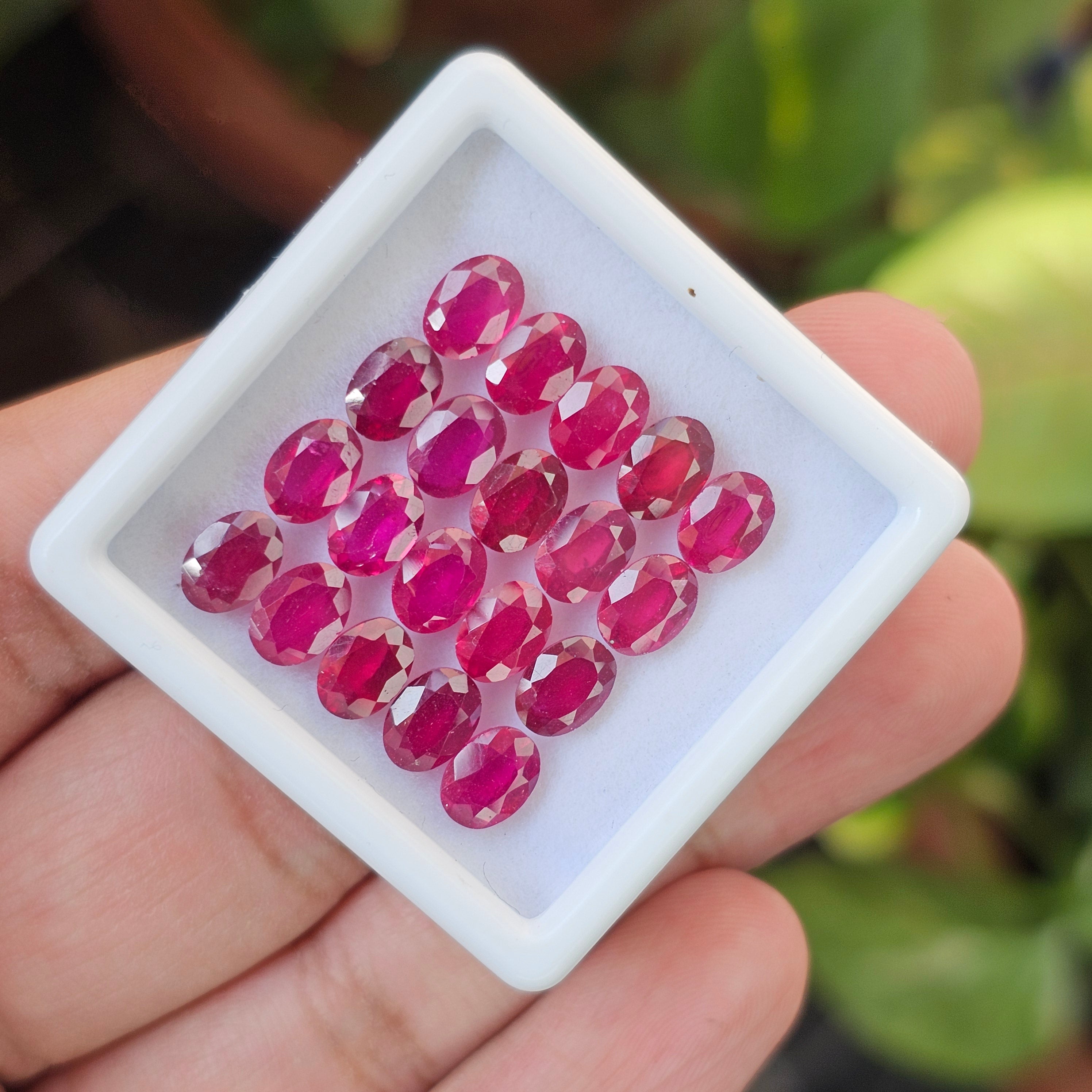 20 Pcs Of Natural Ruby Faceted | Oval Shape | Size:7x5mm - The LabradoriteKing