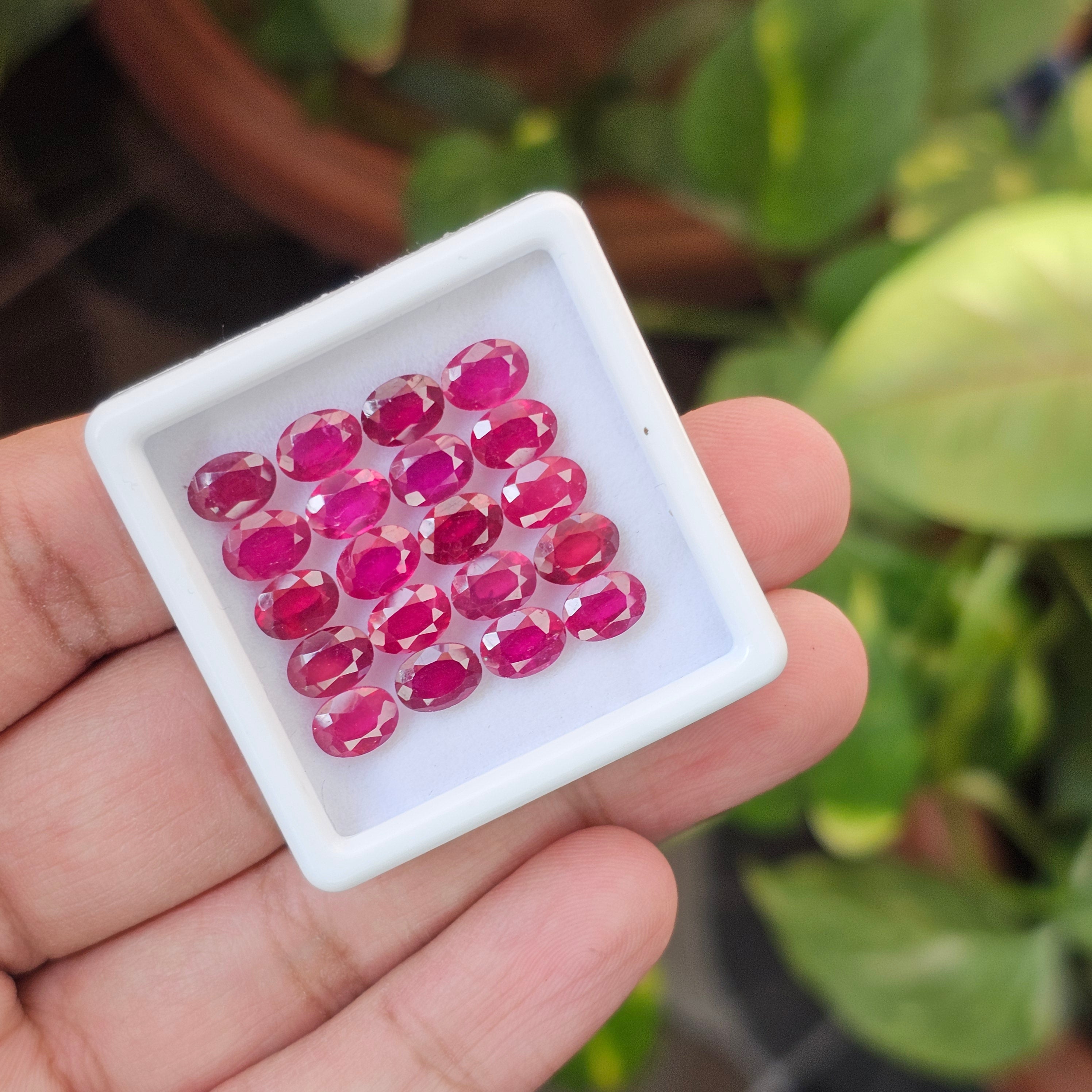 20 Pcs Of Natural Ruby Faceted | Oval Shape | Size:7x5mm - The LabradoriteKing