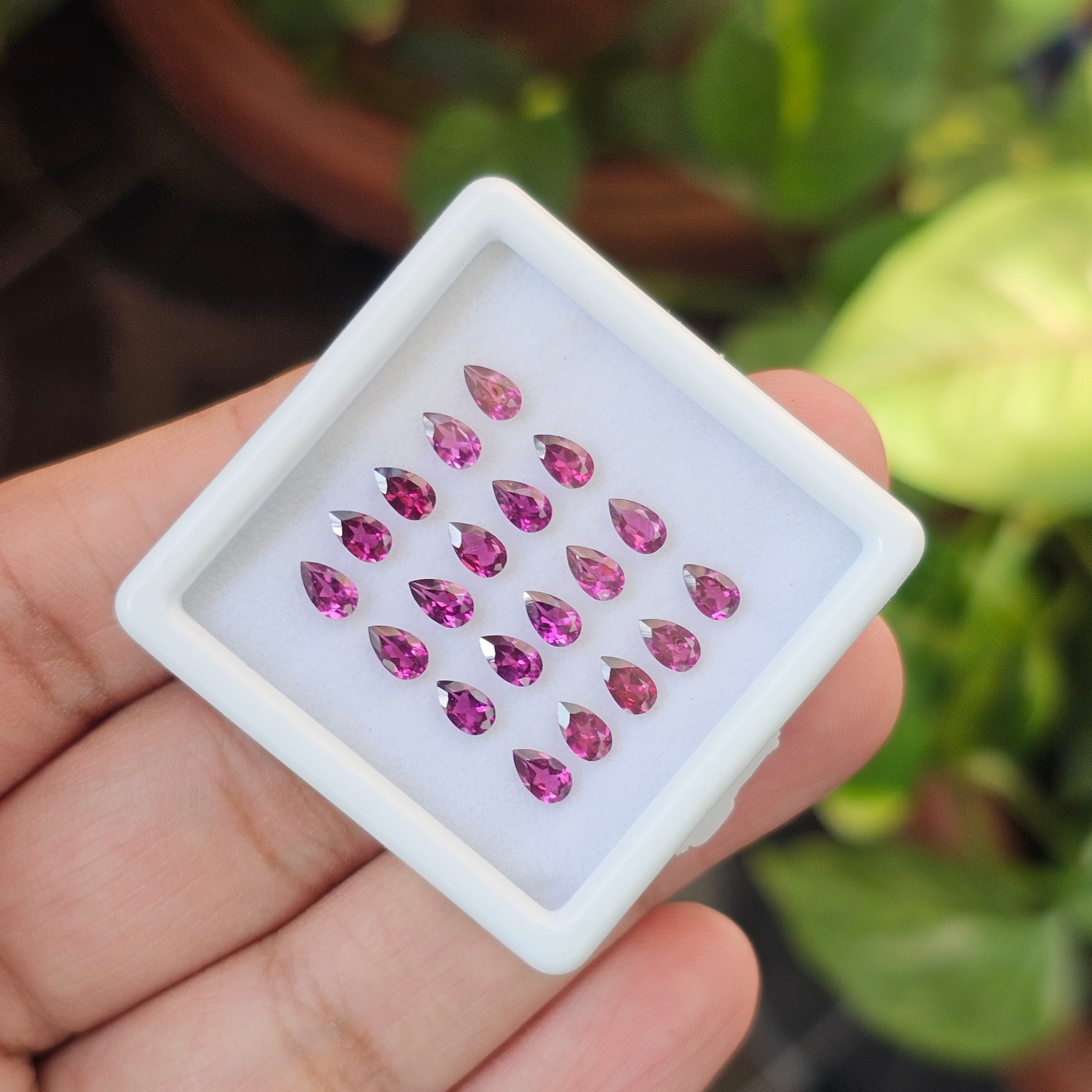 20 Pcs Of Natural Rhodolite Garnet Faceted | Shape: Pear | Size: 5x3mm - The LabradoriteKing