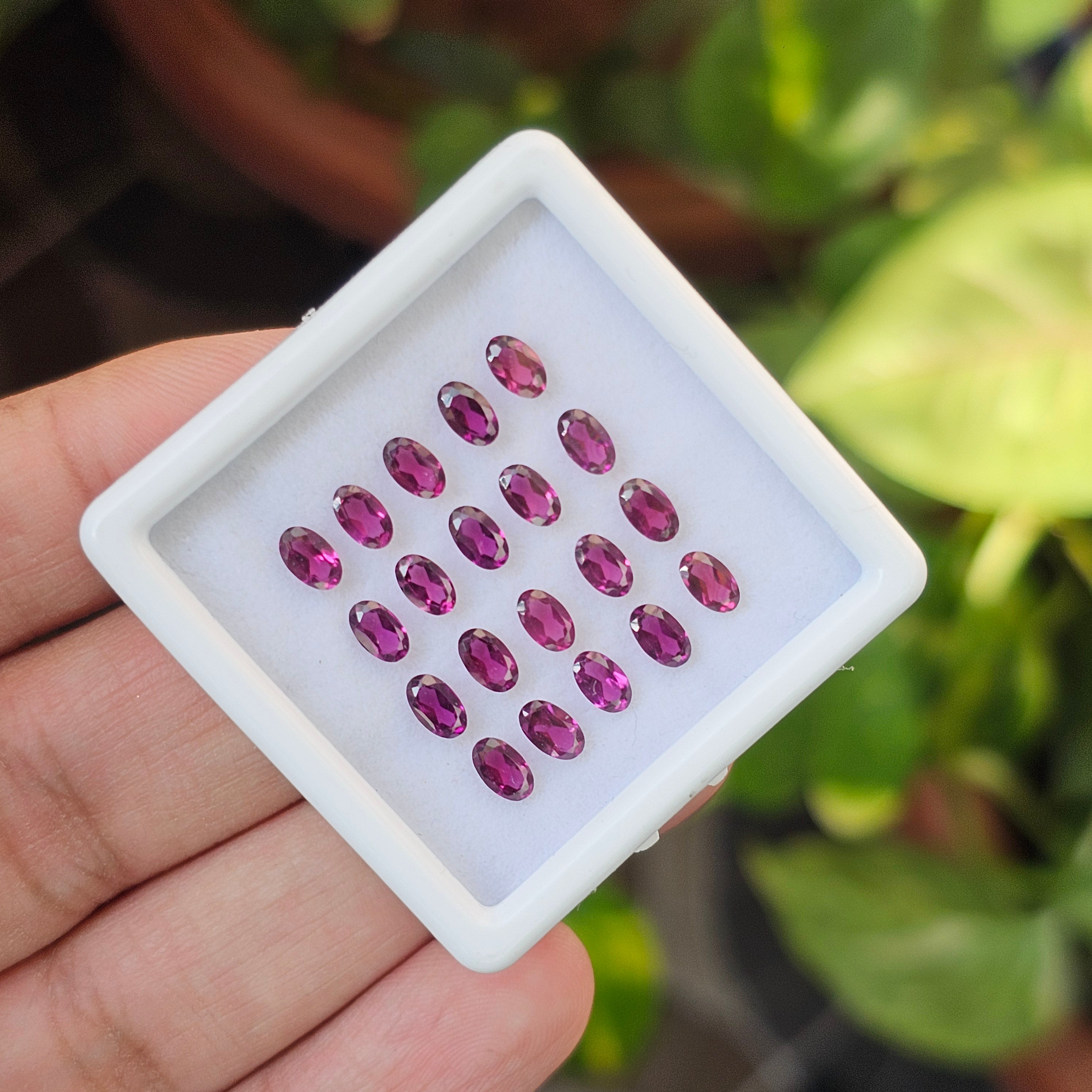 20 Pcs Of Natural Rhodolite Garnet Faceted | Shape: Oval | Size: 5x3mm - The LabradoriteKing