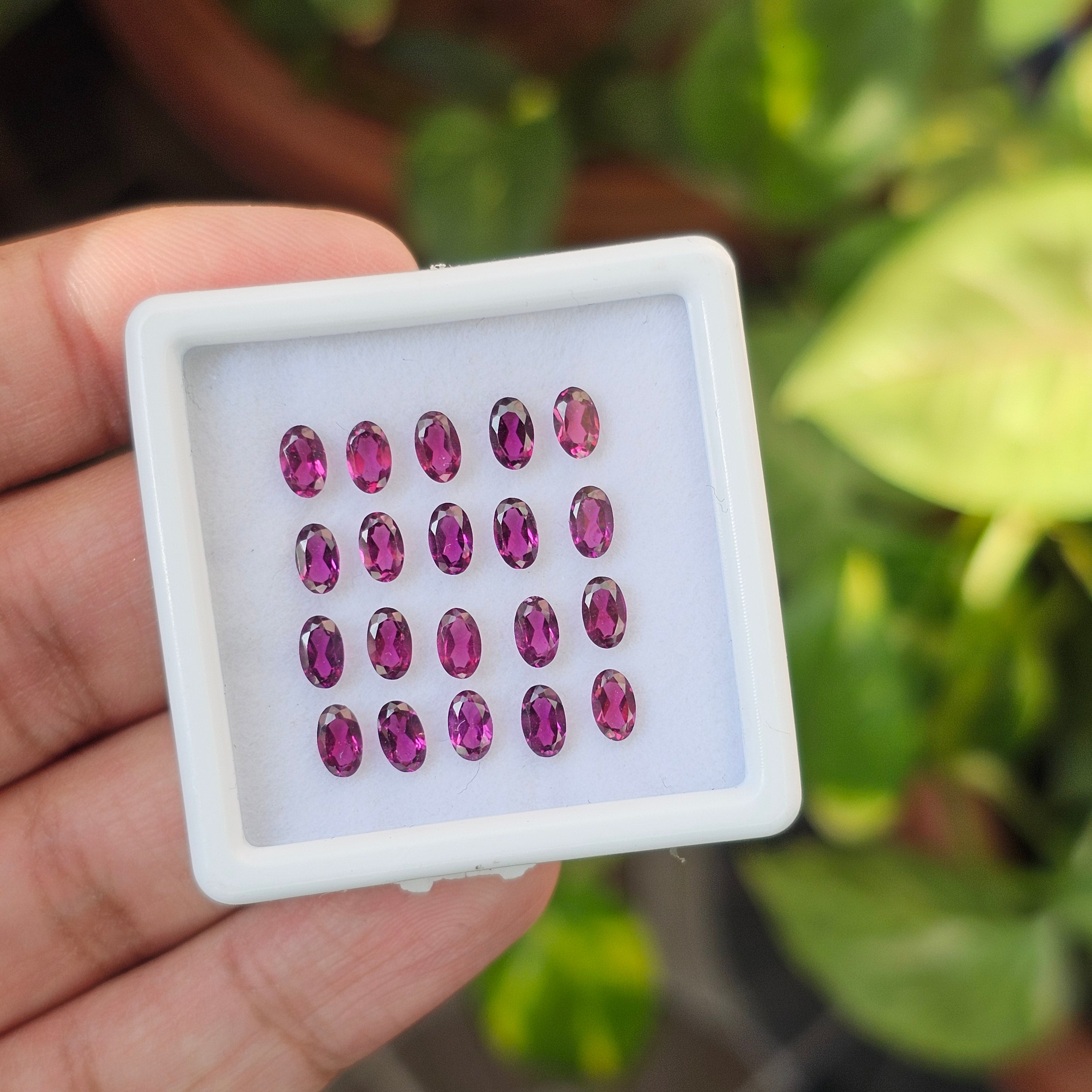20 Pcs Of Natural Rhodolite Garnet Faceted | Shape: Oval | Size: 5x3mm - The LabradoriteKing