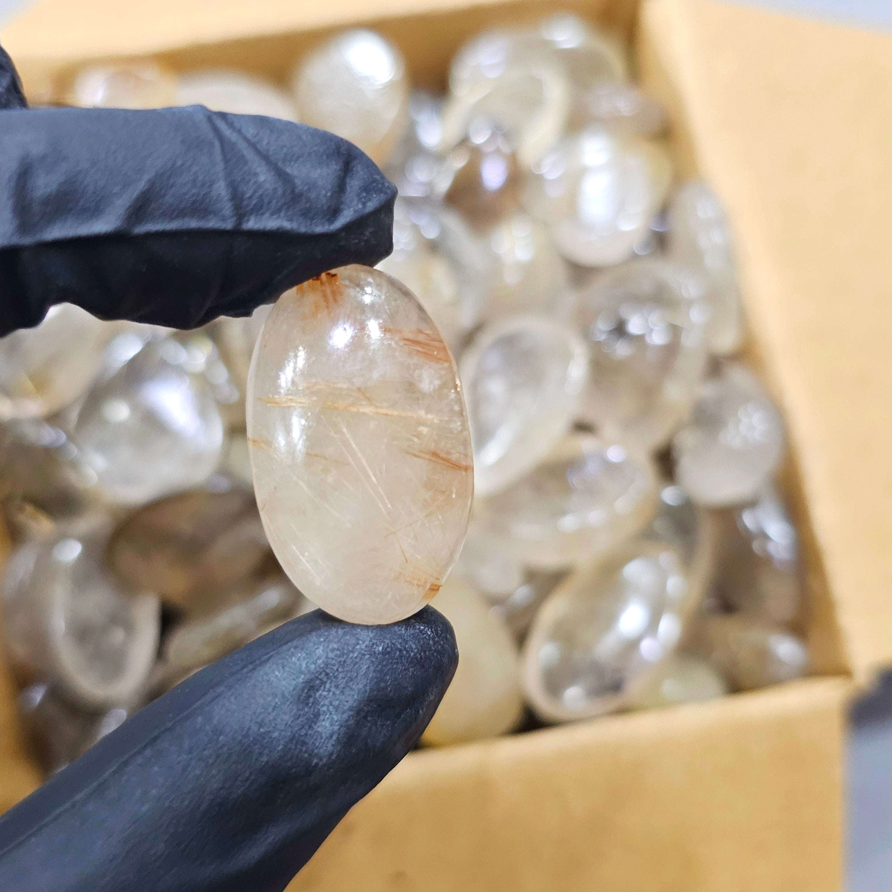 Wholesale 1Kg of Rutile Quartz Cabochon Mix Shape |  Gold and Copper - The LabradoriteKing