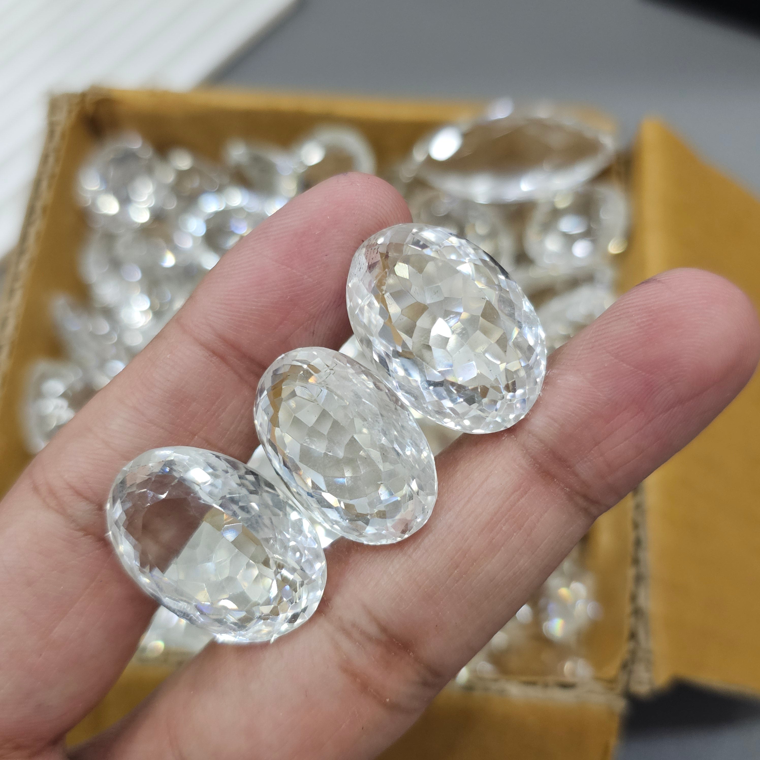 100 Grams if Fine White Clear Quartz from Sri Lanka | Faceted eye clean |16-30mm - The LabradoriteKing