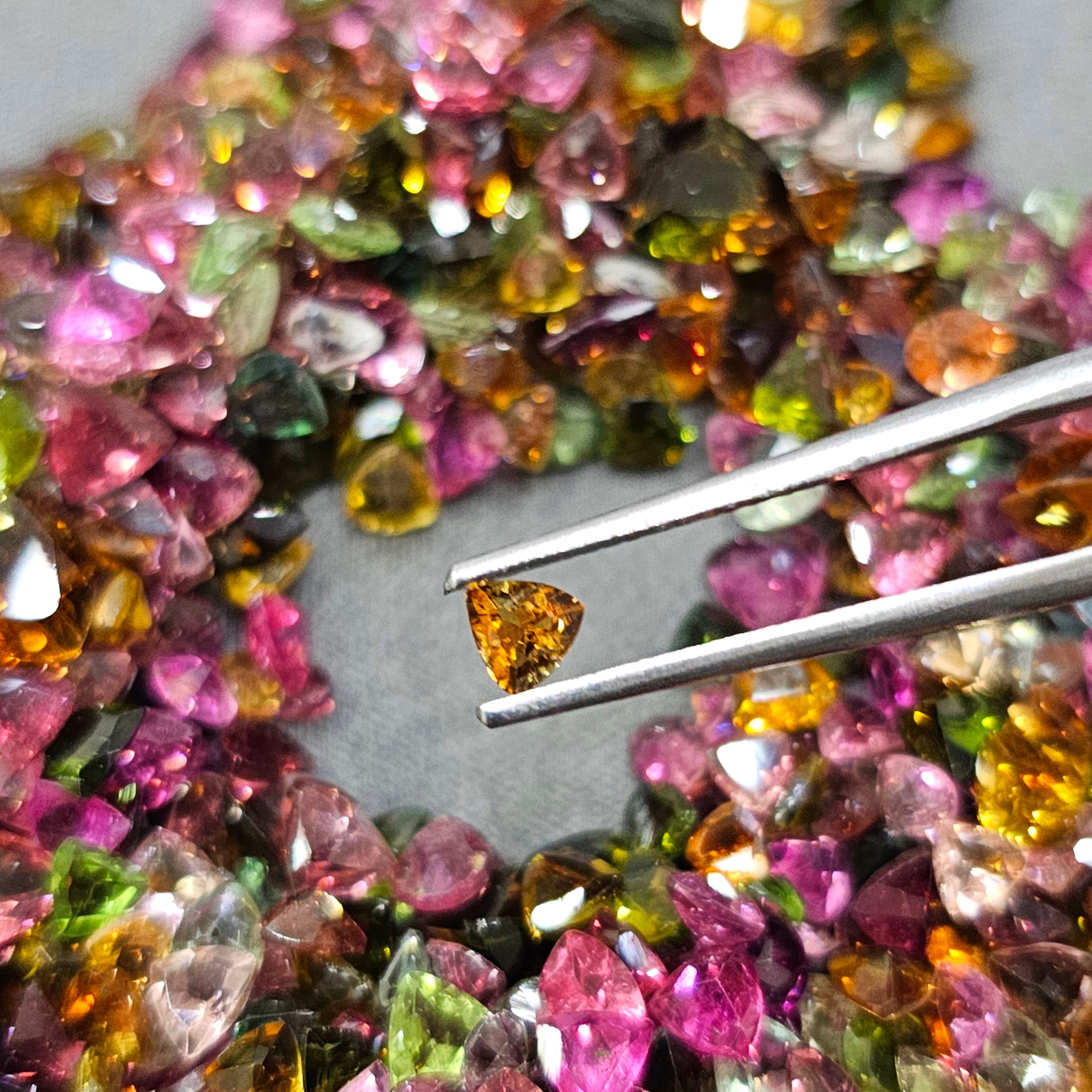 20 Pieces Natural Multi Tourmaline Faceted Gemstones Trillion Shape, 4mm - The LabradoriteKing