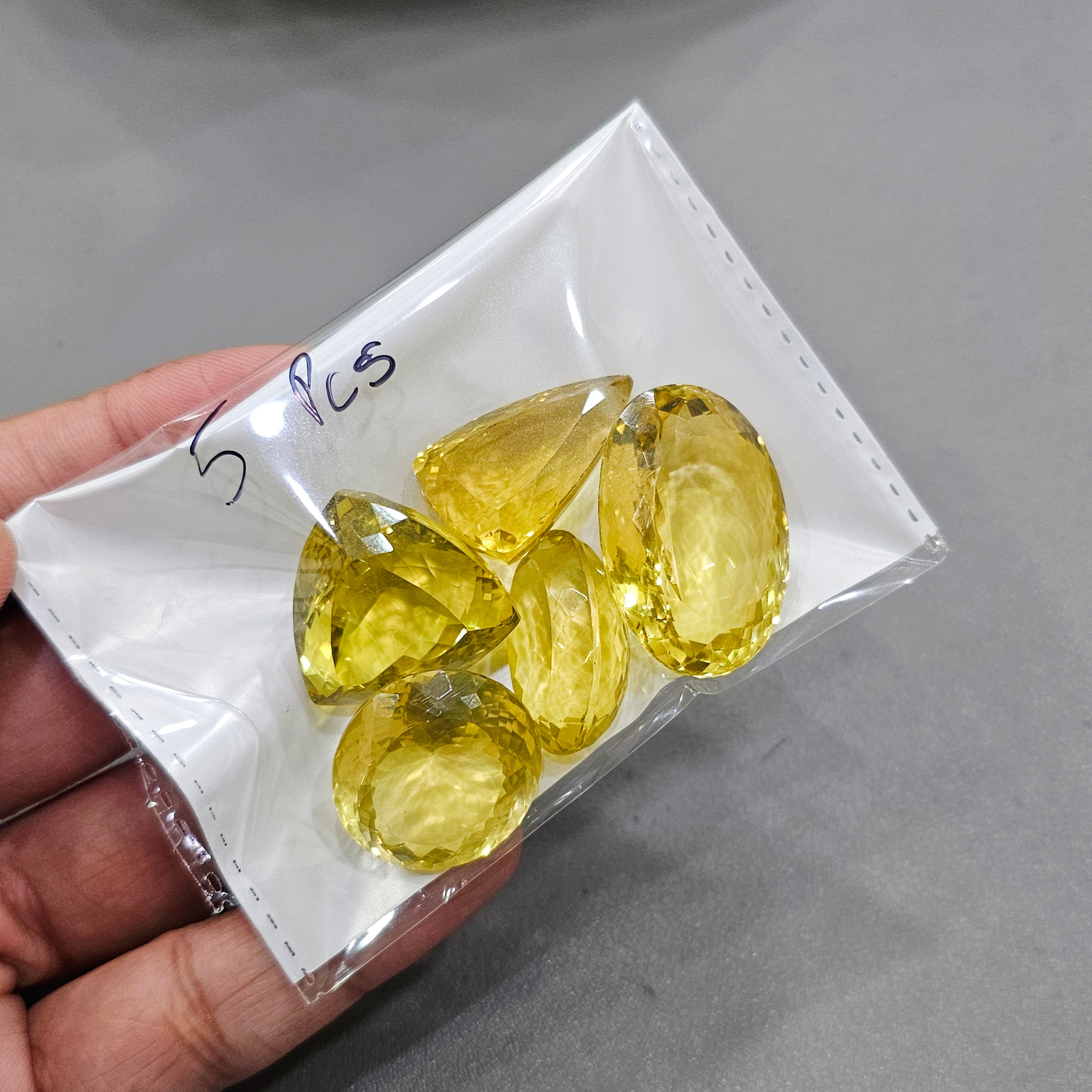 5 Pcs Lemon Quartz | Top Quality 20-30mm Faceted - The LabradoriteKing