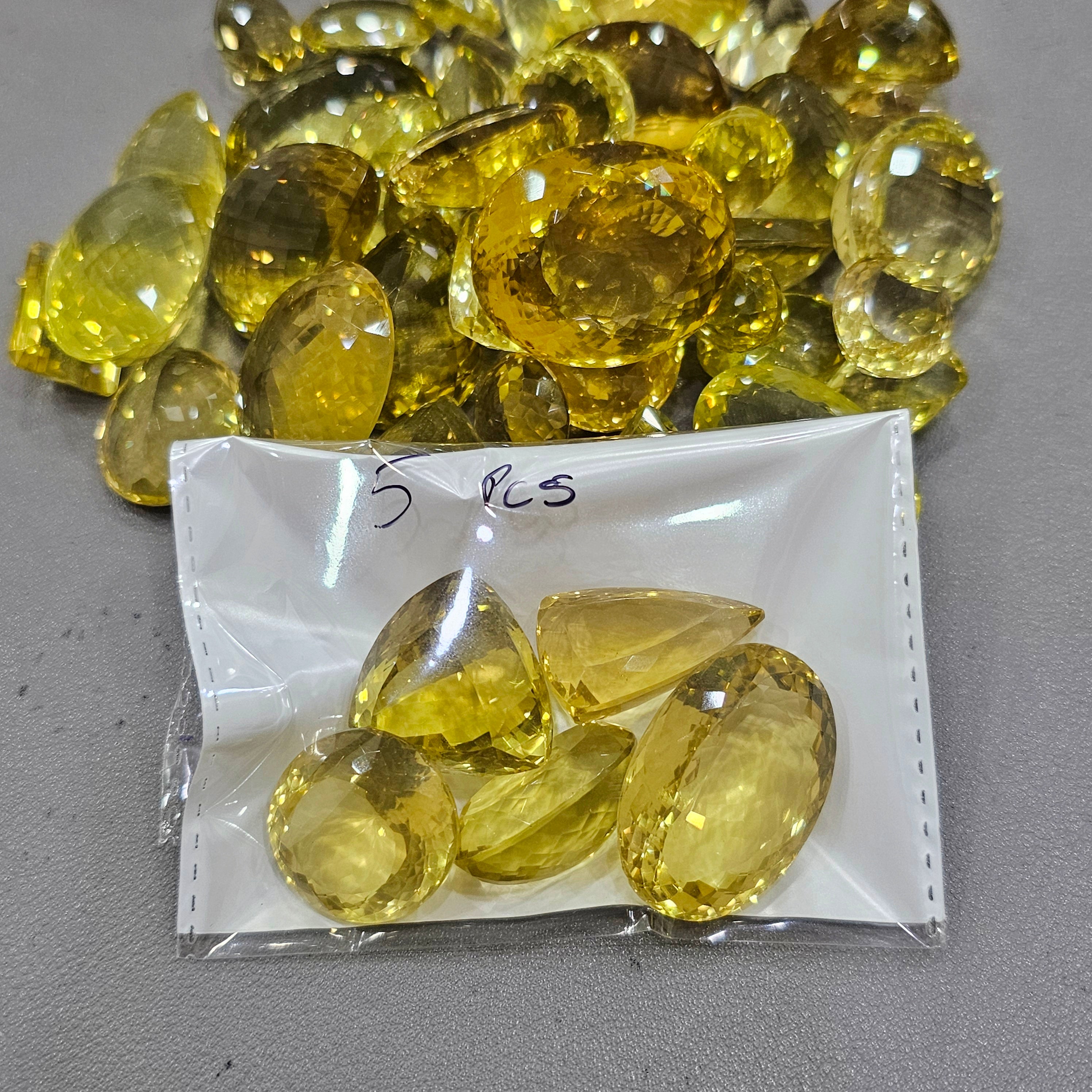 5 Pcs Lemon Quartz | Top Quality 20-30mm Faceted - The LabradoriteKing