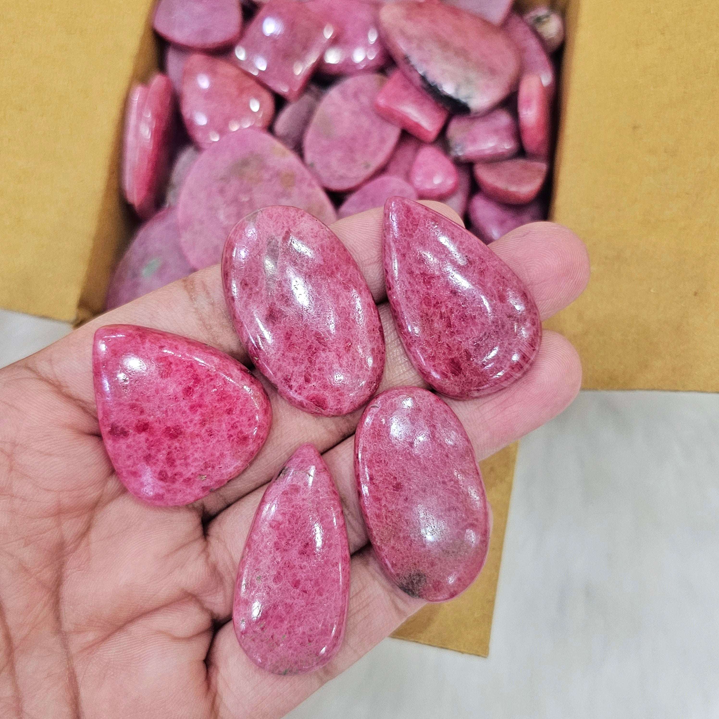 500 Gram of Natural Rhodonite Jasper | 16-35mm | 50 Pcs approx - The LabradoriteKing
