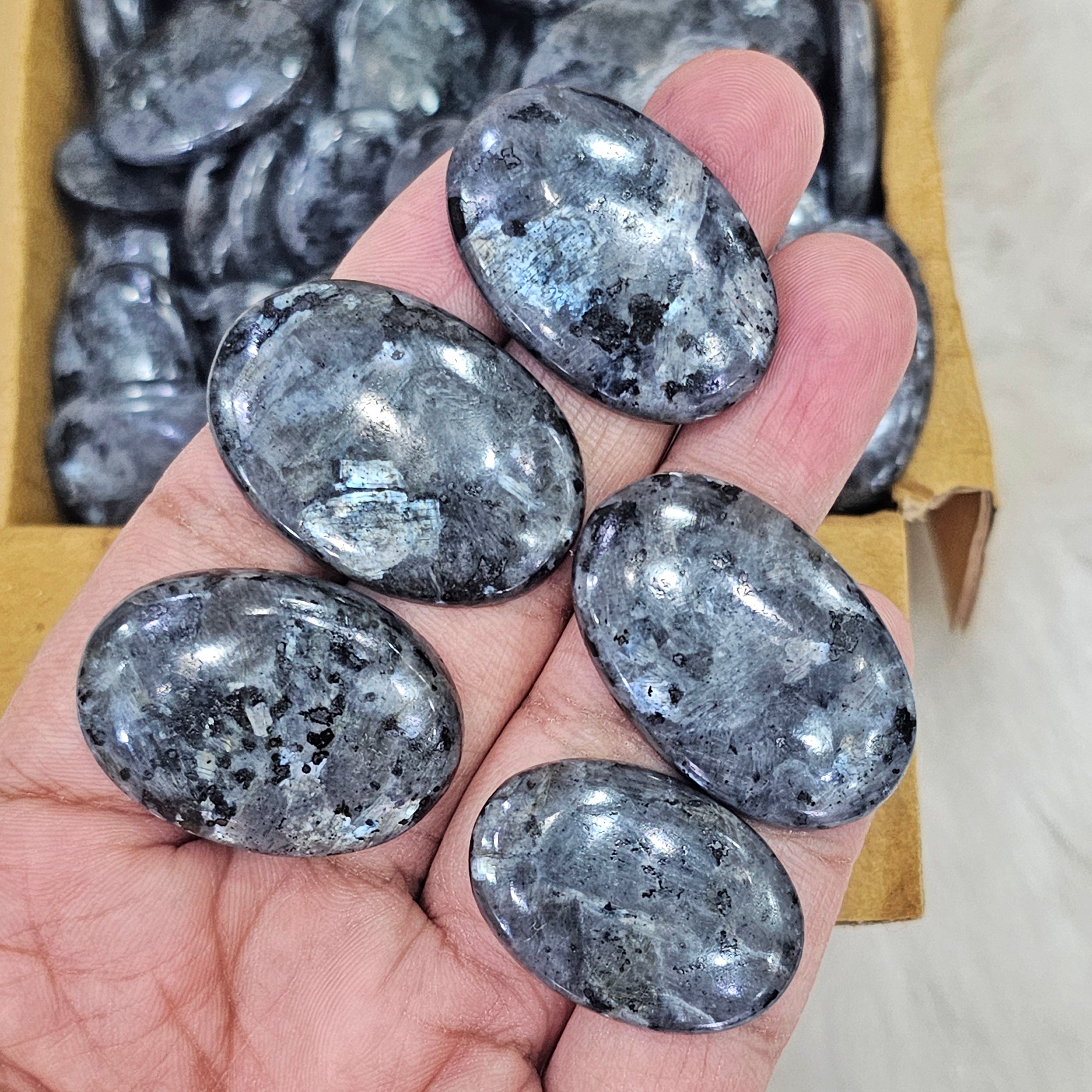 500 Grams / 1KG of Larvikite Cabochons with flash | 140 PCs - The LabradoriteKing