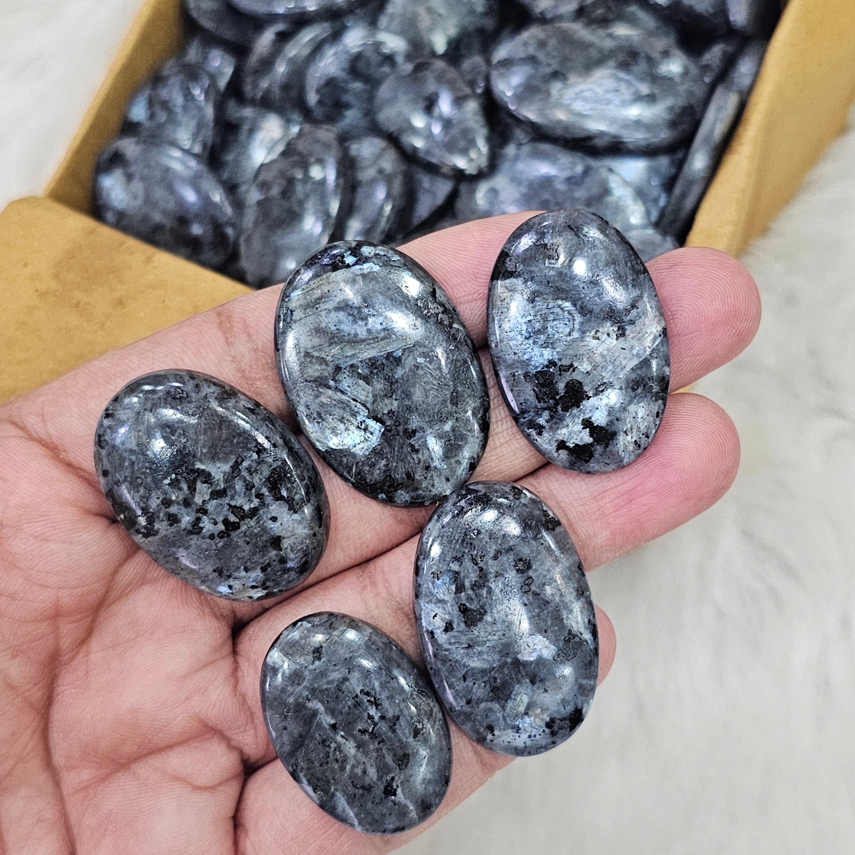 500 Grams / 1KG of Larvikite Cabochons with flash | 140 PCs - The LabradoriteKing