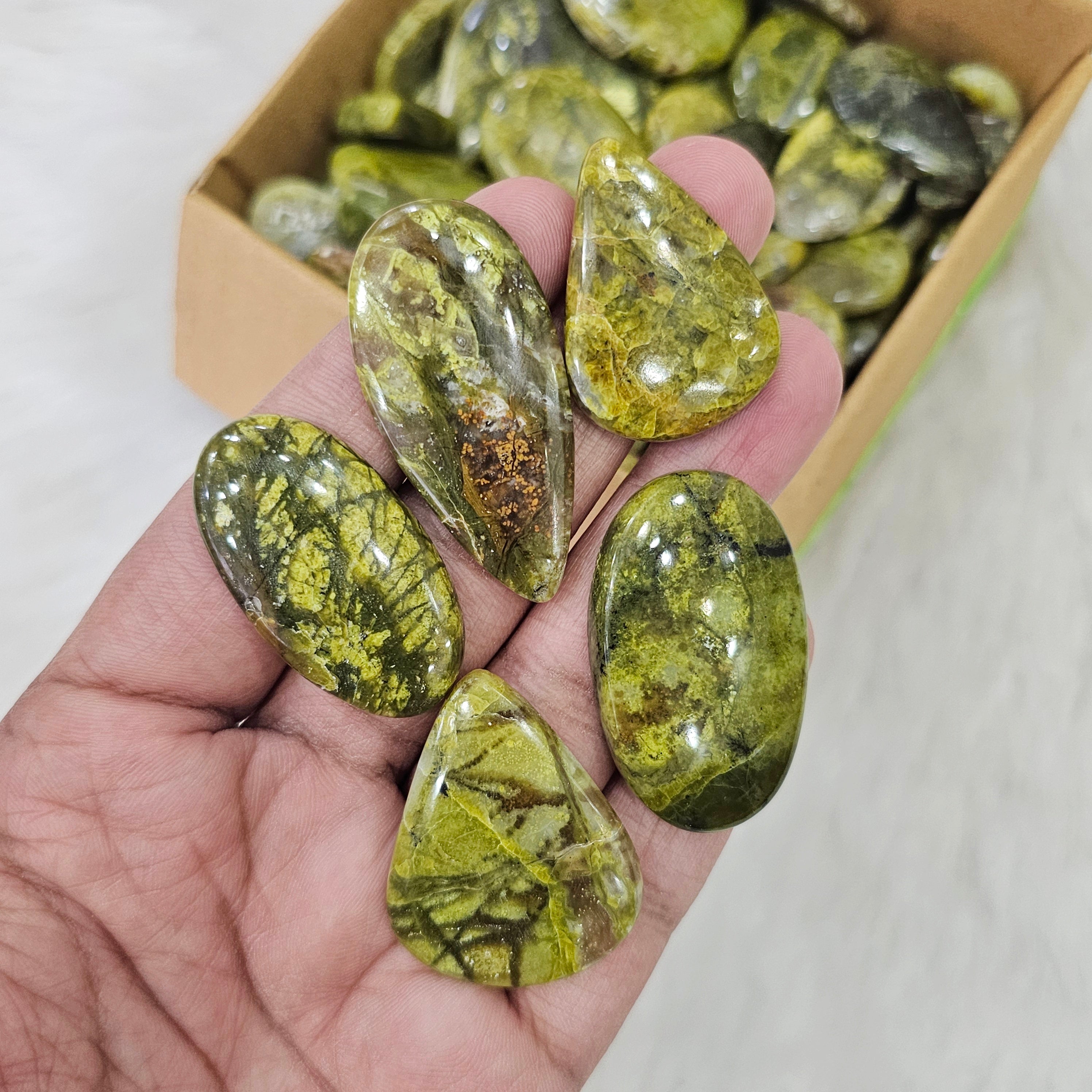 500 Grams of Green Opal Cabochon | 1"-3" Inches  | 40-60 Pcs approx - The LabradoriteKing