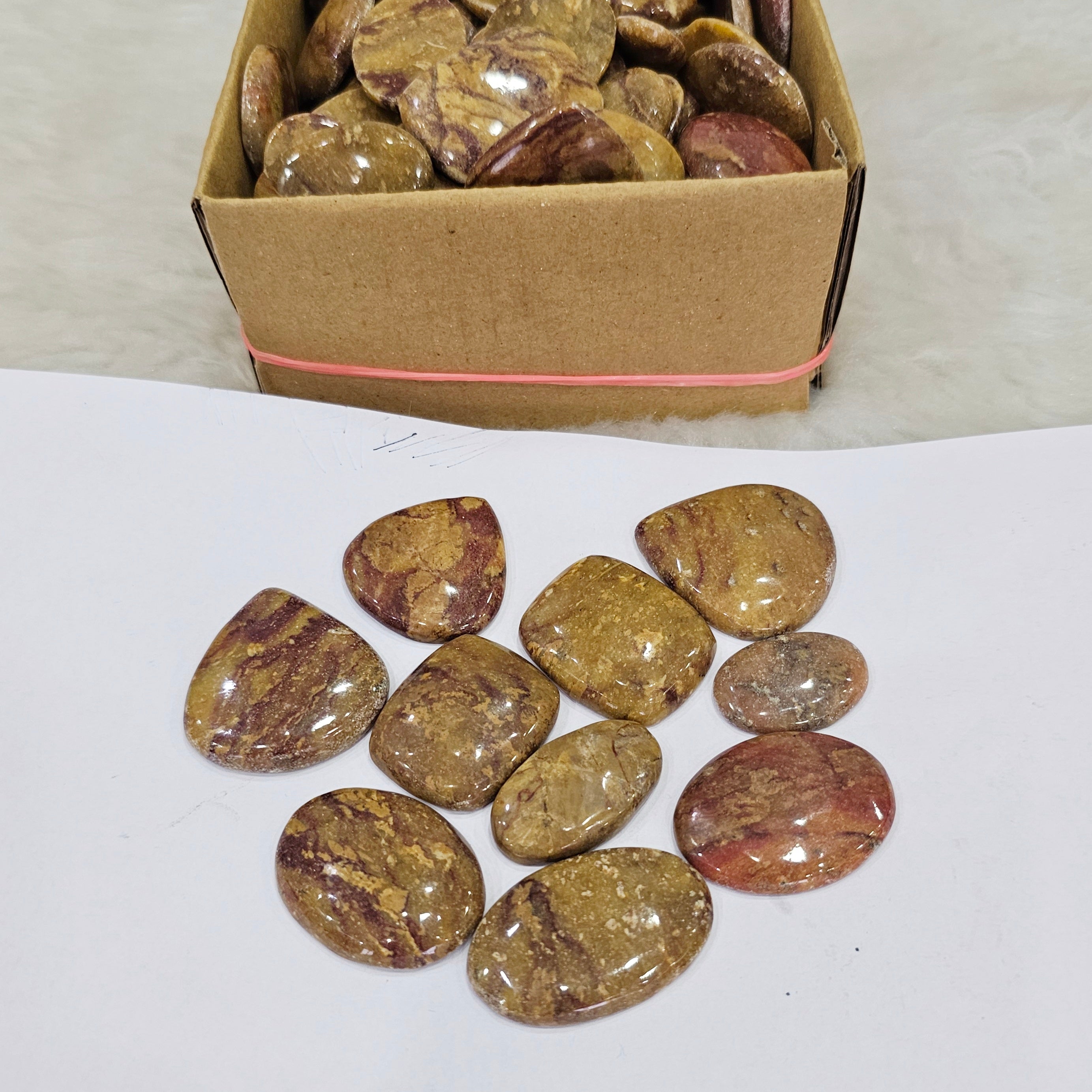 1KG of Natural Camel Jasper Stones | 120 Pcs Approx  | 20-40mm sizes - The LabradoriteKing