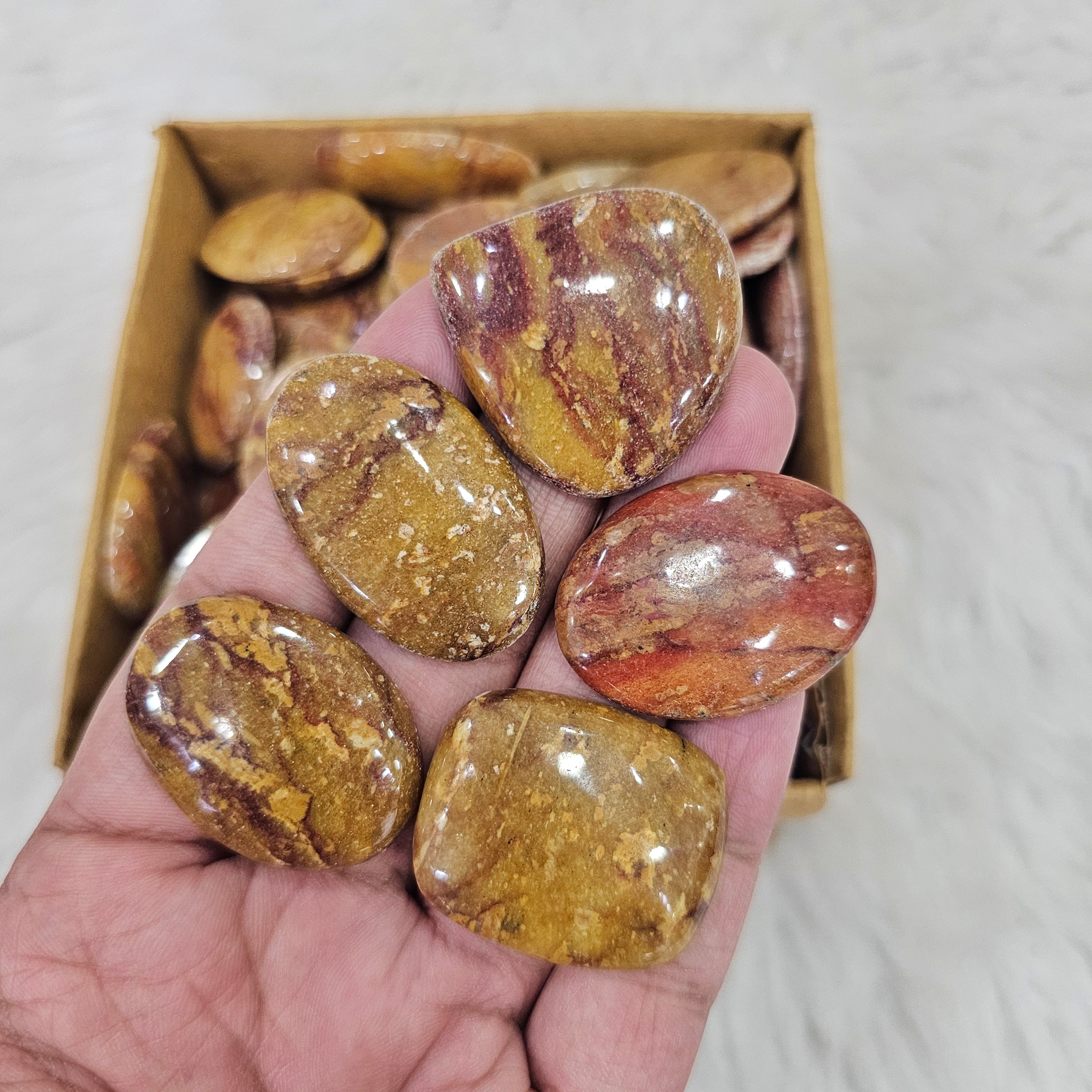 1KG of Natural Camel Jasper Stones | 120 Pcs Approx  | 20-40mm sizes - The LabradoriteKing