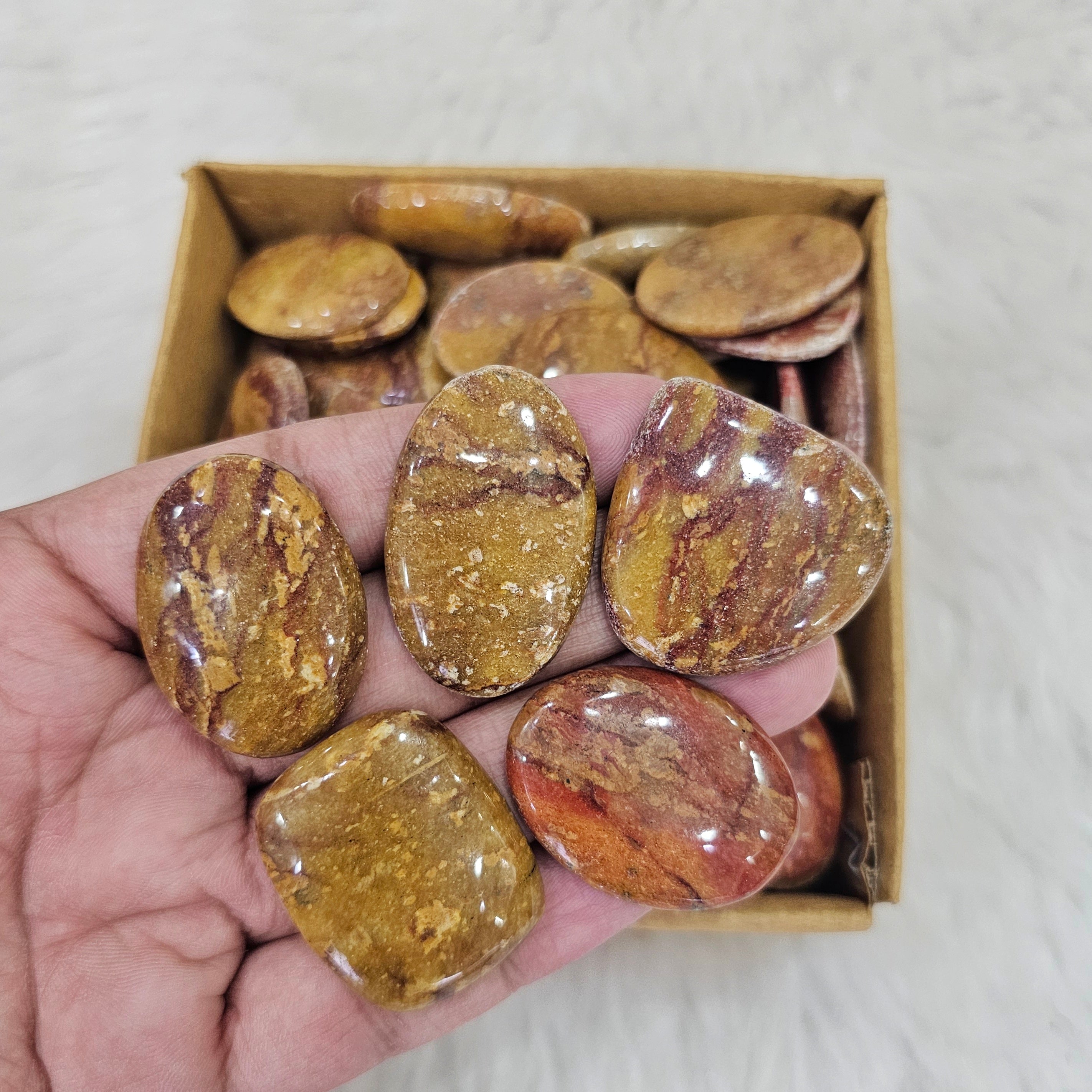 1KG of Natural Camel Jasper Stones | 120 Pcs Approx  | 20-40mm sizes - The LabradoriteKing